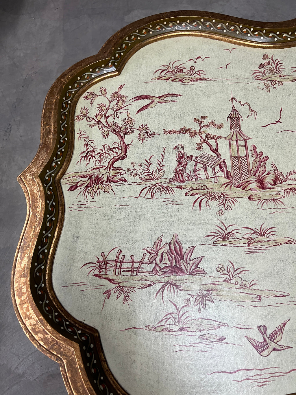 Vintage Hand Painted Chinoiserie Coffee/Tray Table by Sarreid, Ltd.