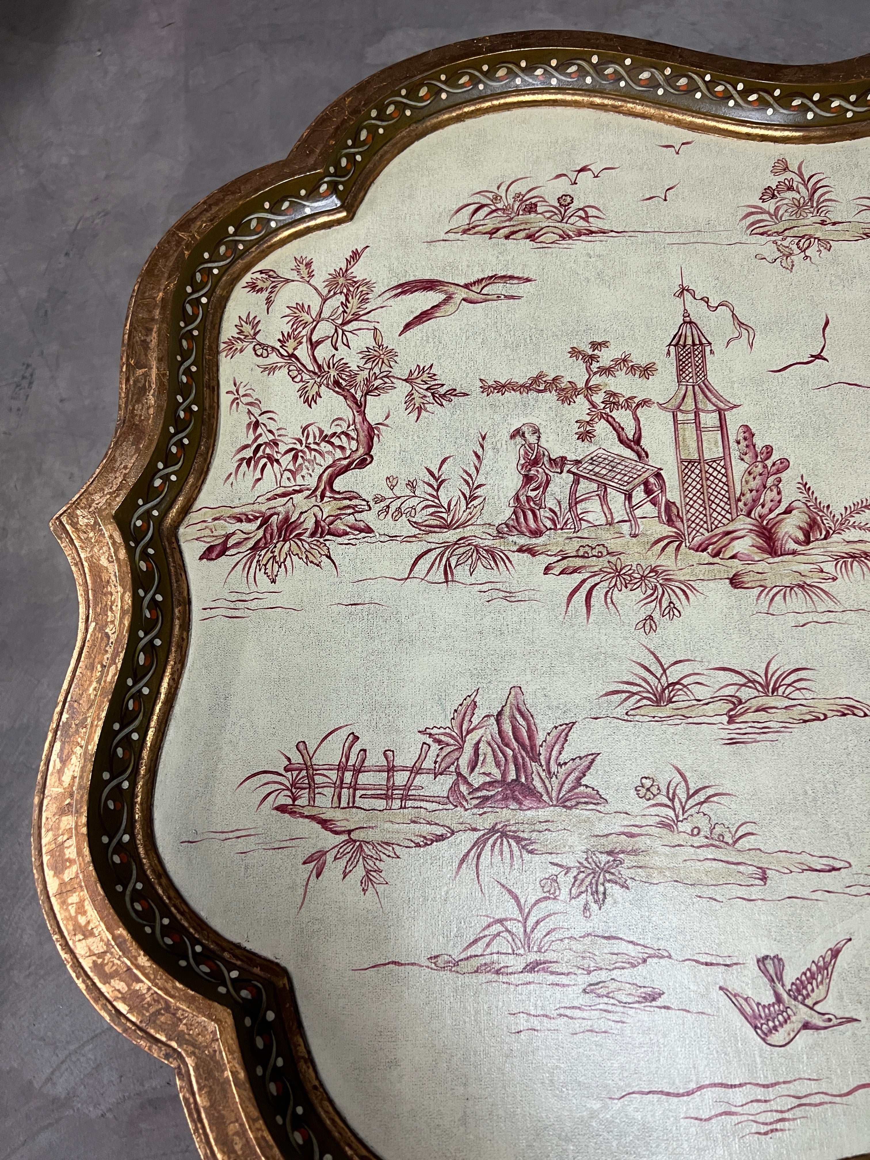 Vintage Hand Painted Chinoiserie Coffee/Tray Table by Sarreid, Ltd.