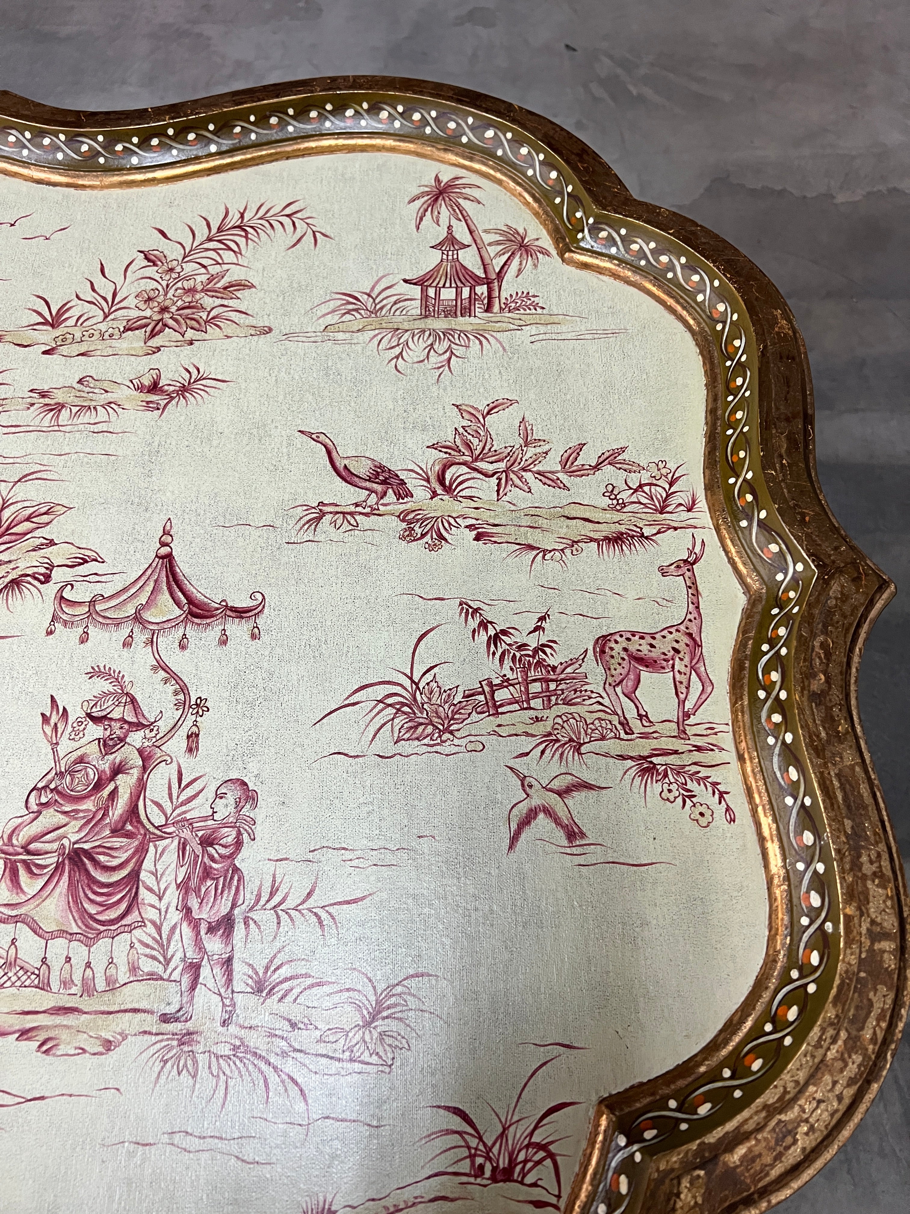 Vintage Hand Painted Chinoiserie Coffee/Tray Table by Sarreid, Ltd.