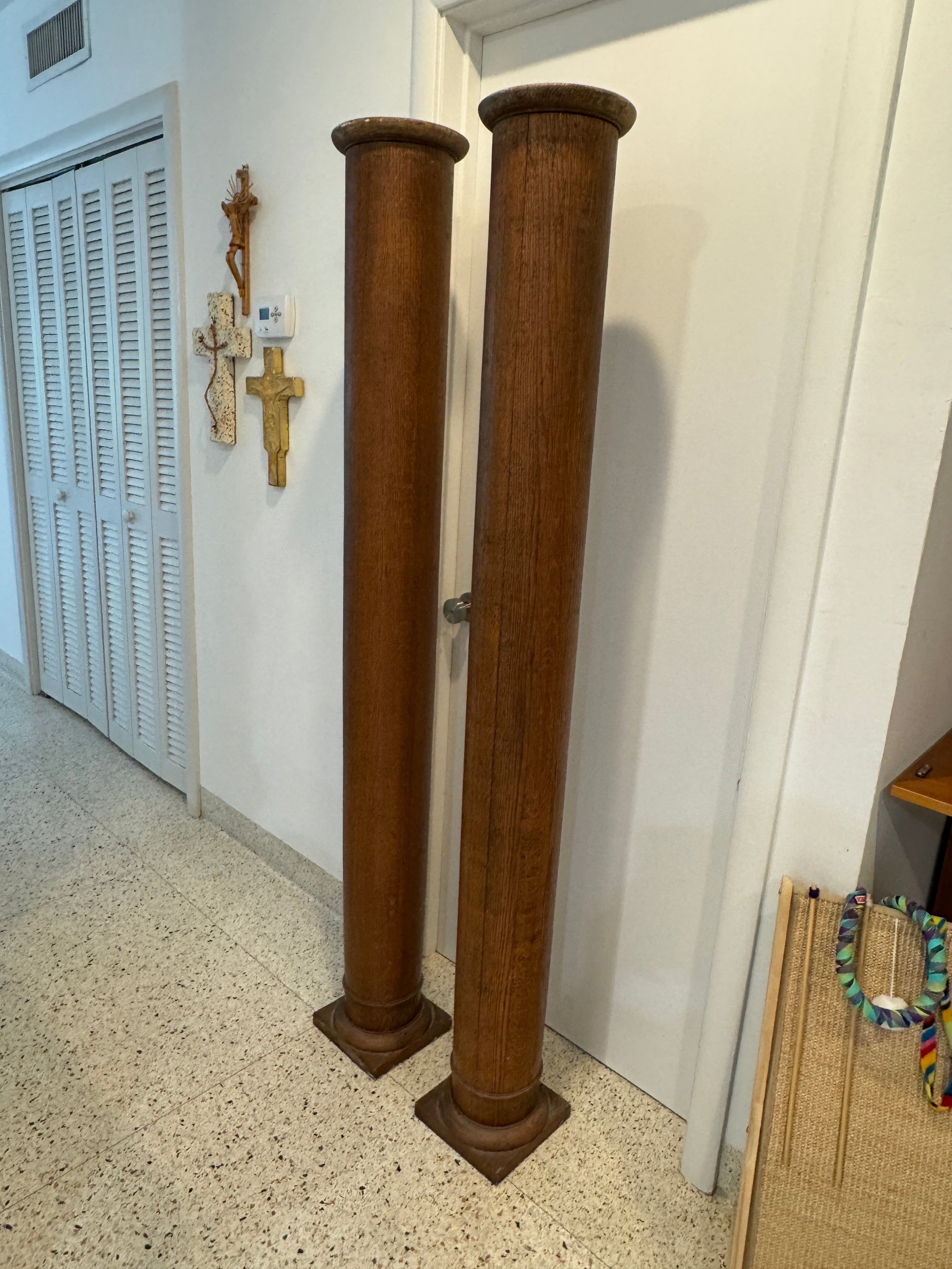 1901 Antique Solid Oak Support Columns - Architectural Salvage - A Pair