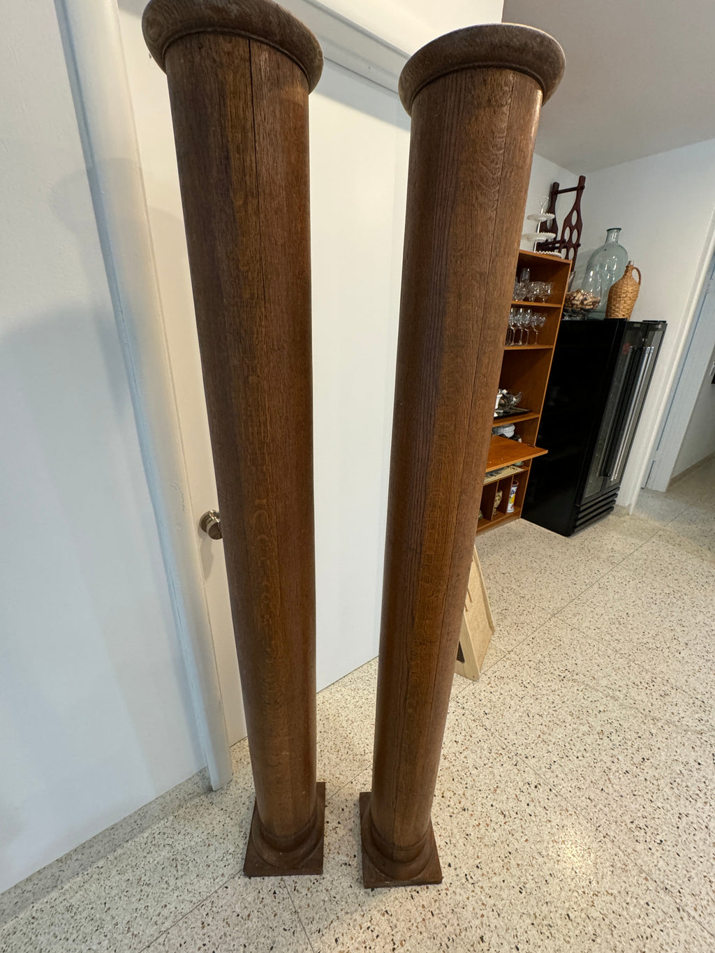 1901 Antique Solid Oak Support Columns - Architectural Salvage - A Pair