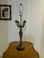 Louis XVI Style Antique Bronze Candelabra Table, Desk or Bedside Lamp