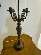 Louis XVI Style Antique Bronze Candelabra Table, Desk or Bedside Lamp