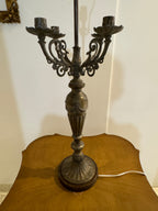 Louis XVI Style Antique Bronze Candelabra Table, Desk or Bedside Lamp