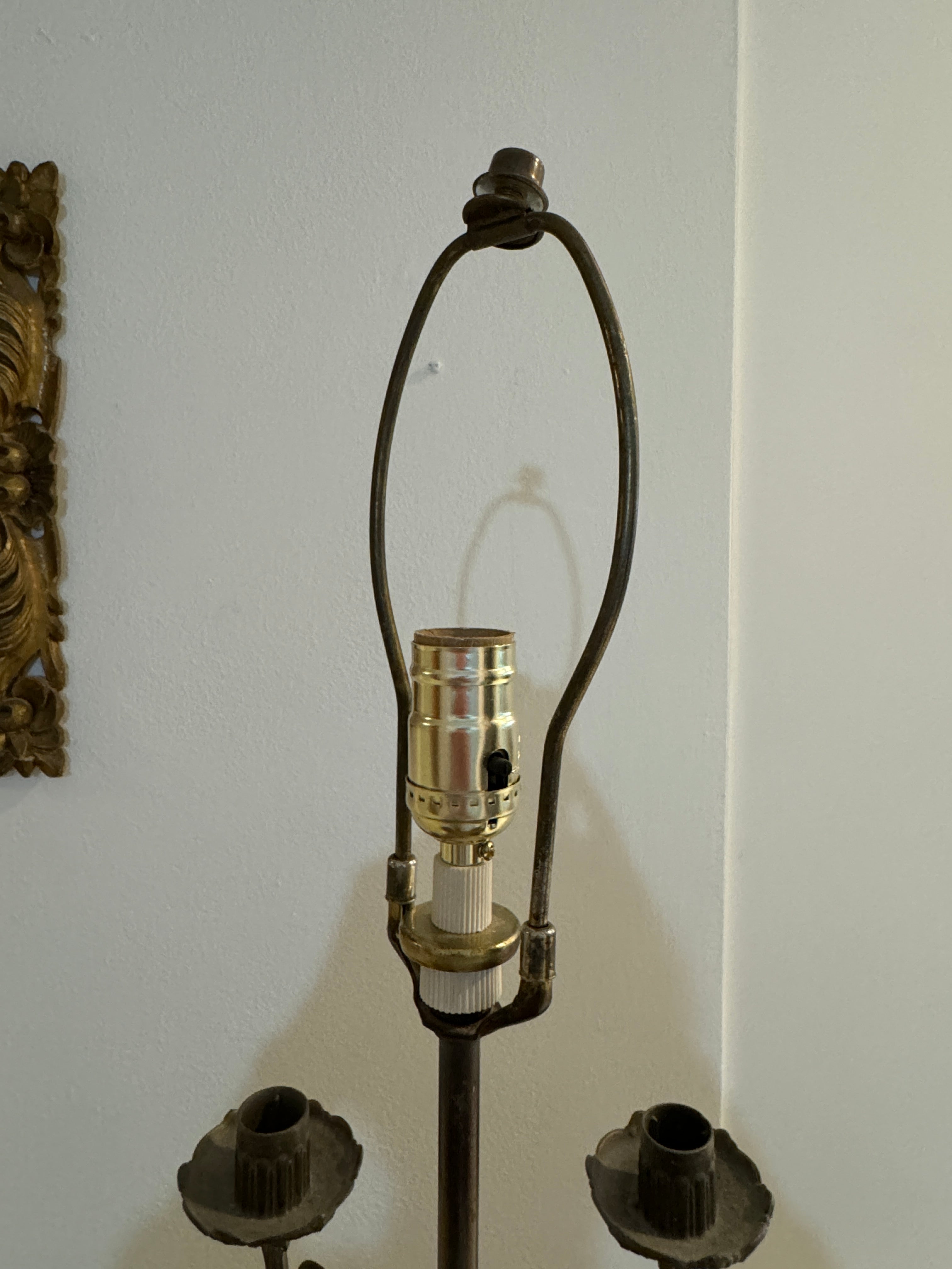 Louis XVI Style Antique Bronze Candelabra Table, Desk or Bedside Lamp