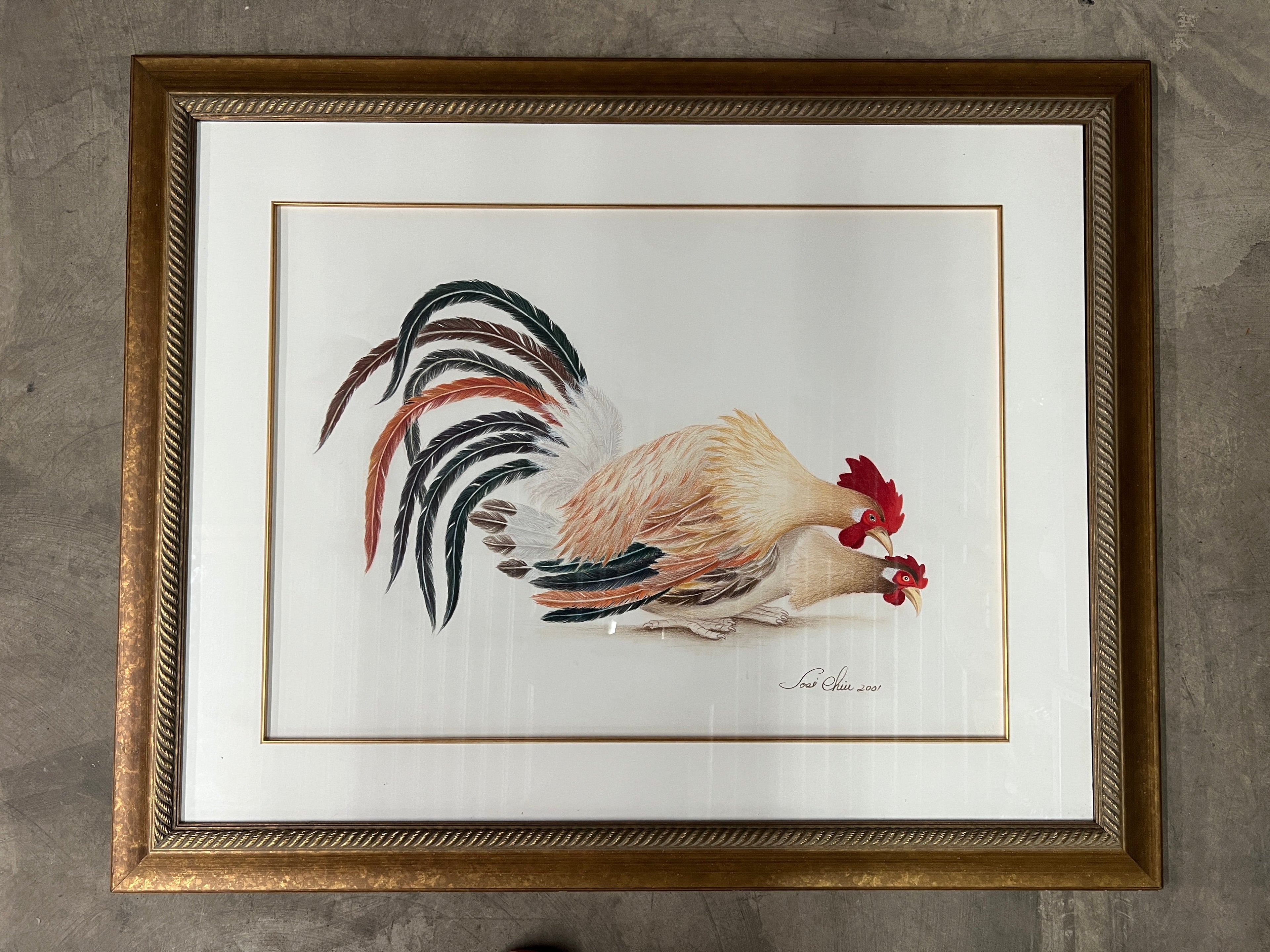 Roosters / Gallos by Jose Chiu - Original Art, Signed by Artist