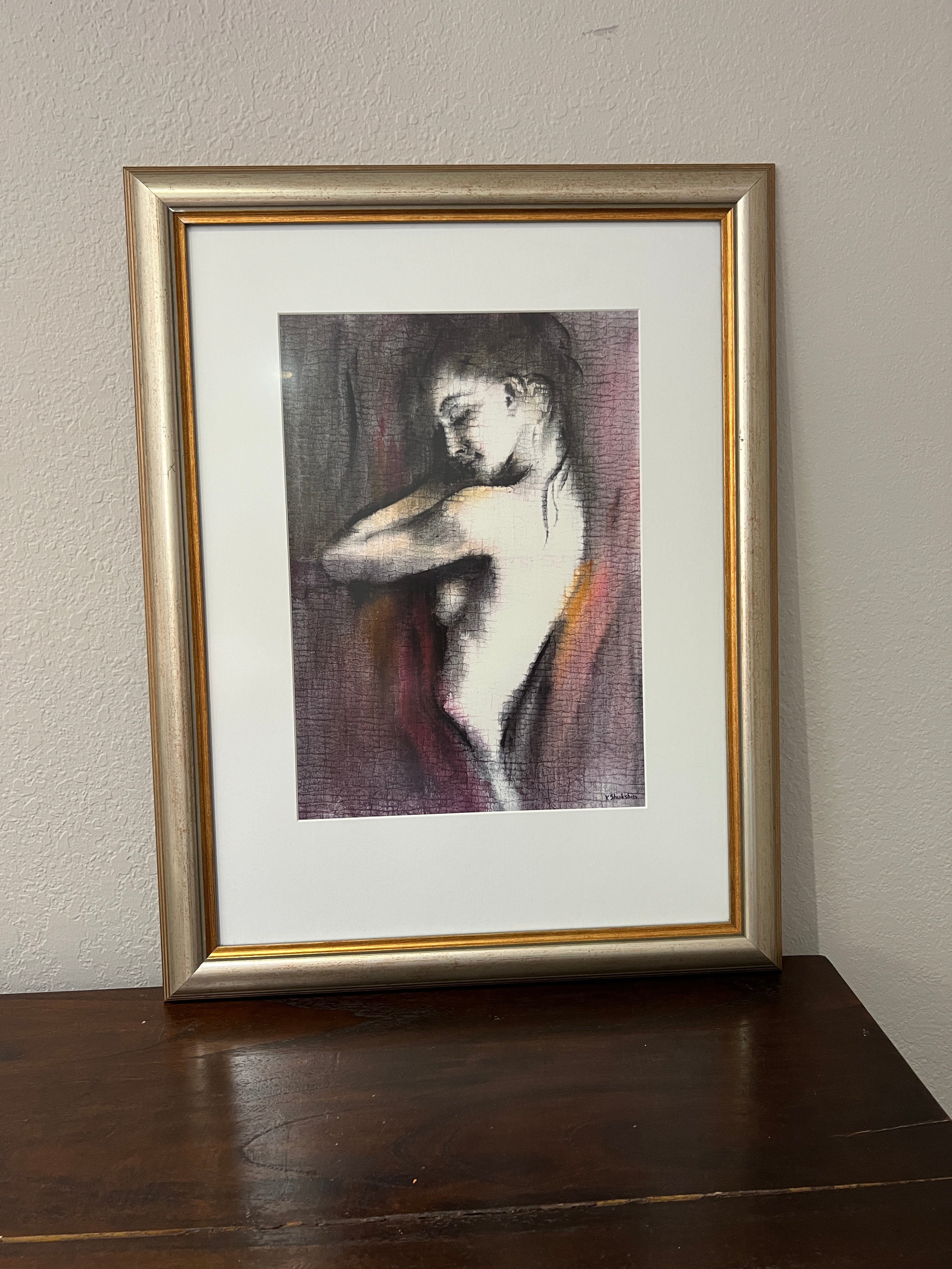 Nude Woman Silhouette - Original Art - Set of 2, Matted and Framed