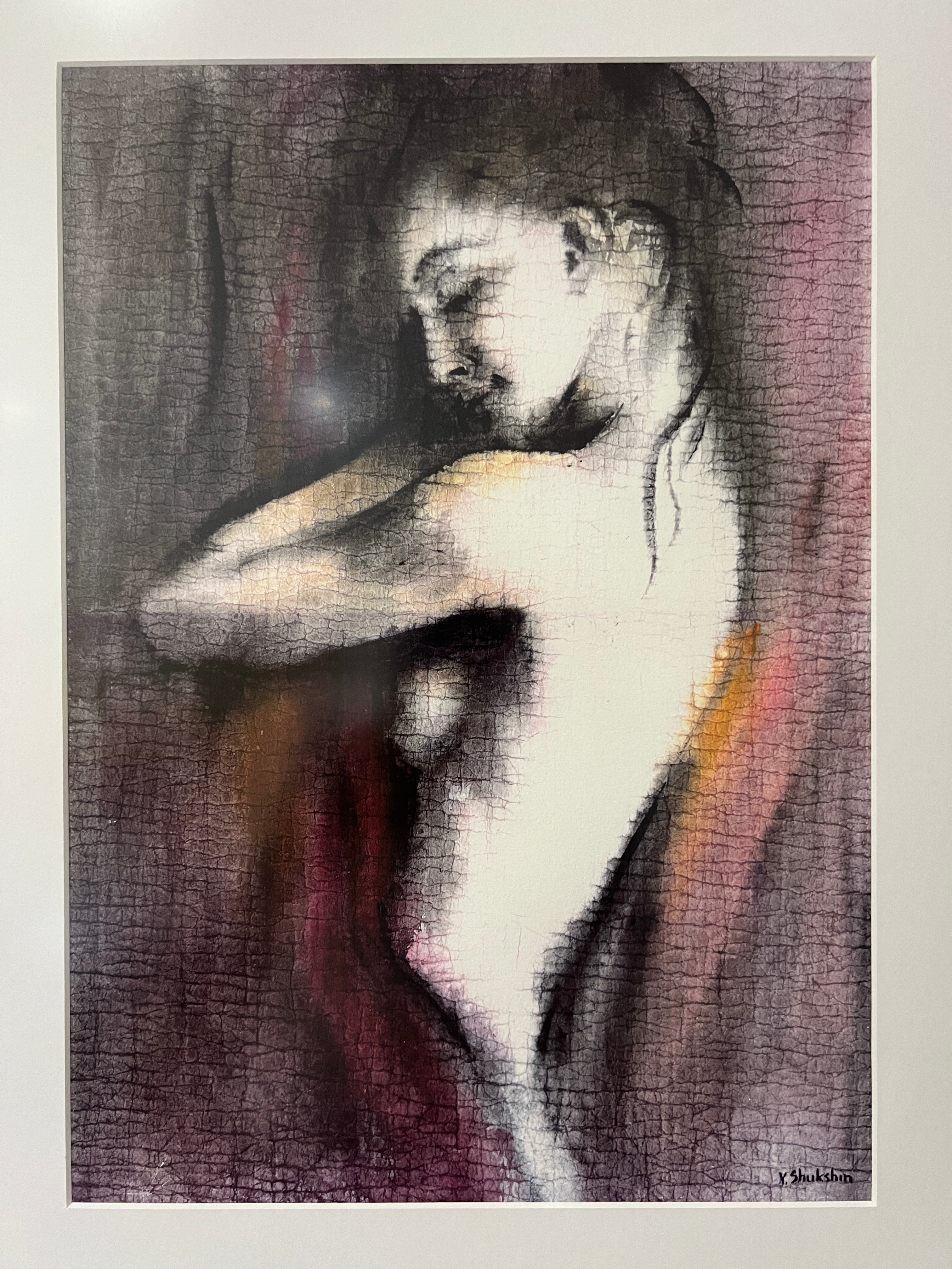 Nude Woman Silhouette - Original Art - Set of 2, Matted and Framed