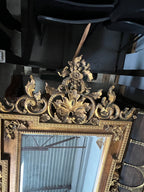 Mid 20th Century Italian Baroque Style Large Gold Carved Giltwood Mirror - Hangs Vertically