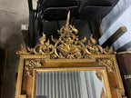 Mid 20th Century Italian Baroque Style Large Gold Carved Giltwood Mirror - Hangs Vertically