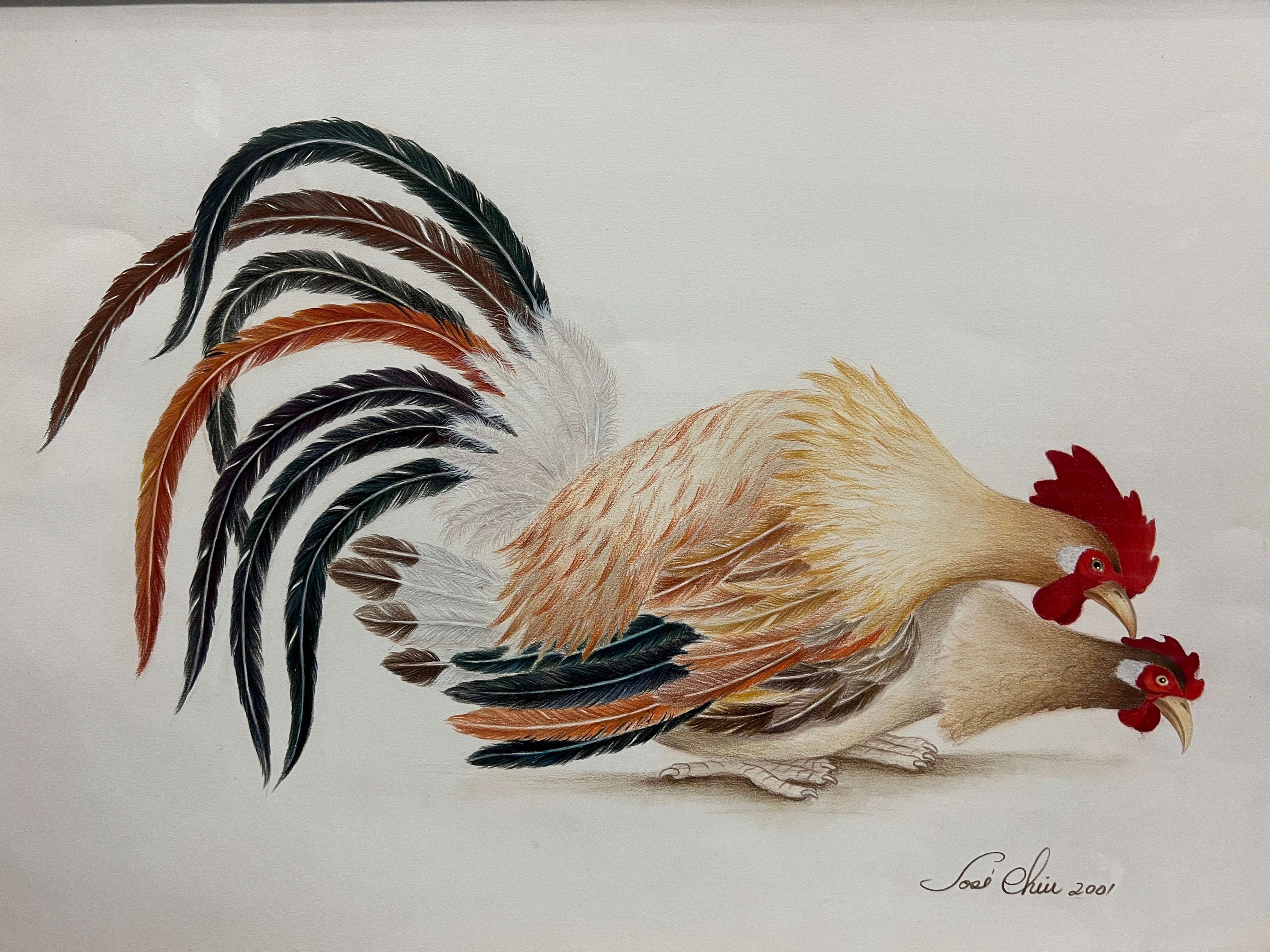 Roosters / Gallos by Jose Chiu - Original Art, Signed by Artist