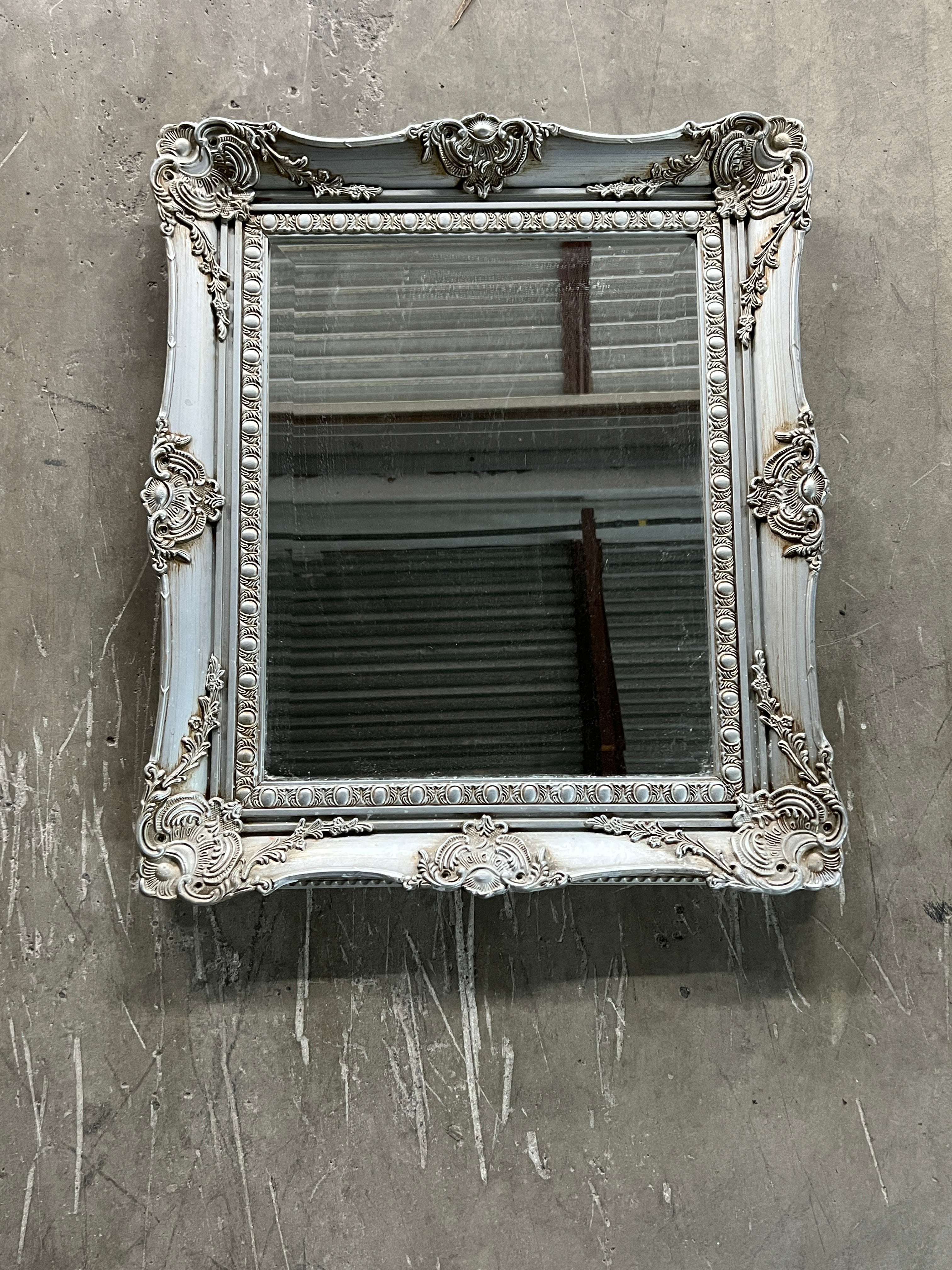 Ornate Silver Mirror - Medium Sized, Can be customized, Hangs horizontally or vertically