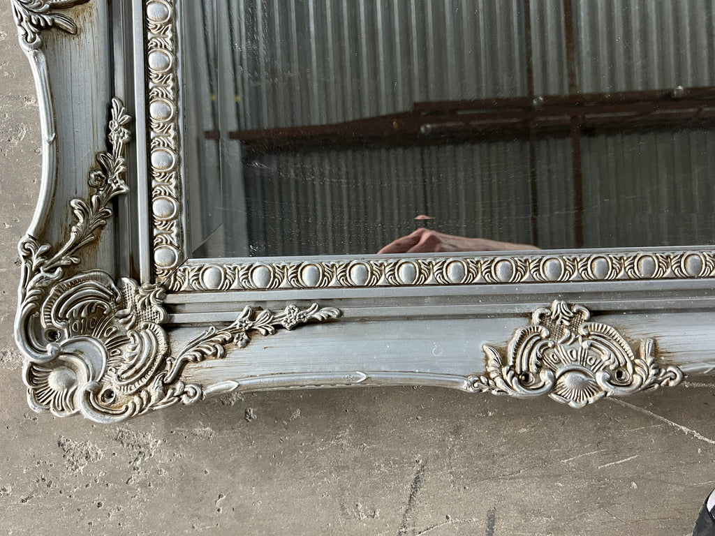 Ornate Silver Mirror - Medium Sized, Can be customized, Hangs horizontally or vertically