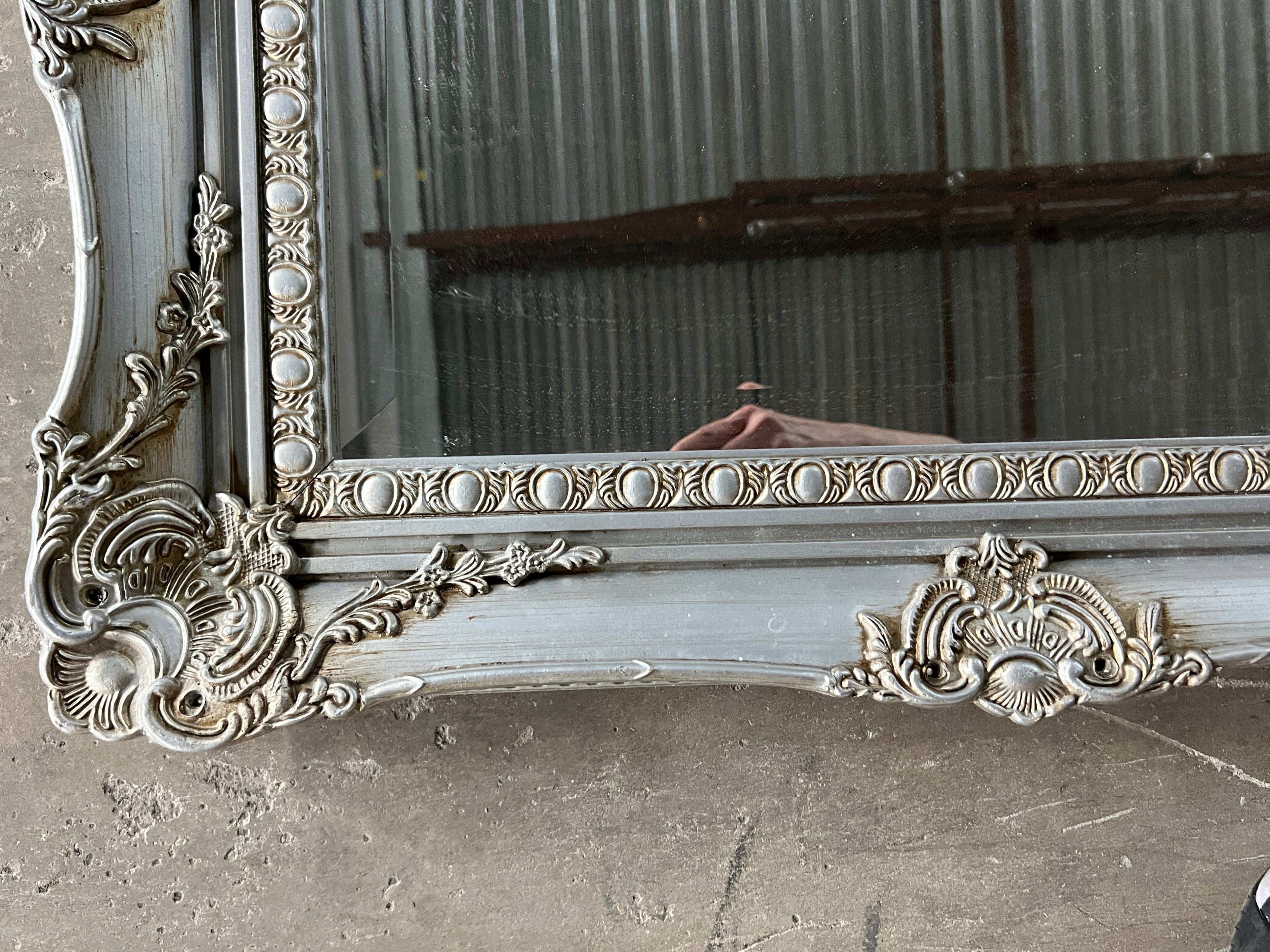 Ornate Silver Mirror - Medium Sized, Can be customized, Hangs horizontally or vertically