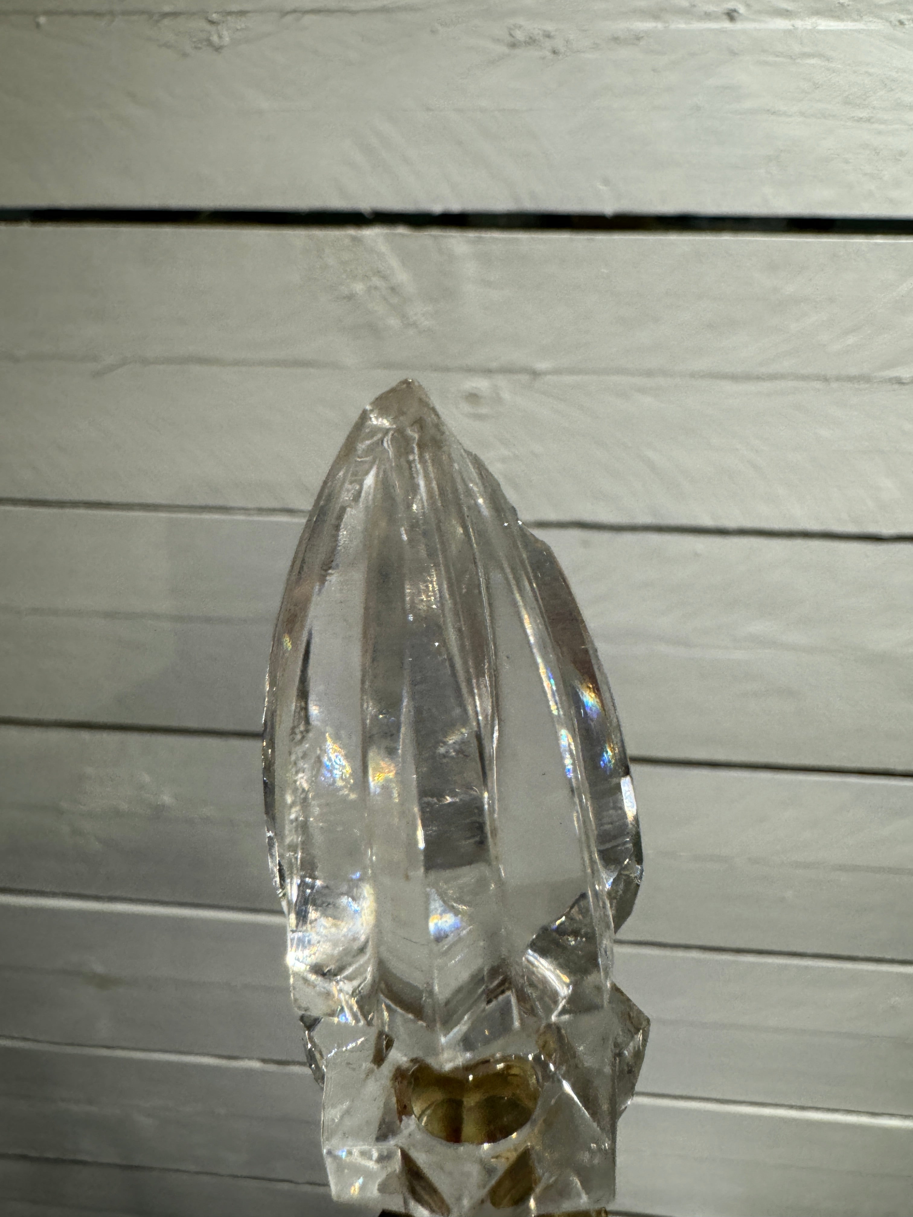 Waterford Crystal & Polished Brass Table Lamp in the Hollywood Regency Style - without shade
