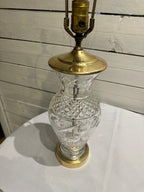 Waterford Crystal & Polished Brass Table Lamp in the Hollywood Regency Style - without shade