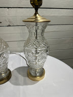 Waterford Crystal & Polished Brass Table Lamp in the Hollywood Regency Style - without shade