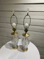 Waterford Crystal & Polished Brass Table Lamp in the Hollywood Regency Style - without shade