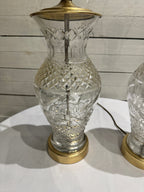 Waterford Crystal & Polished Brass Table Lamp in the Hollywood Regency Style - without shade