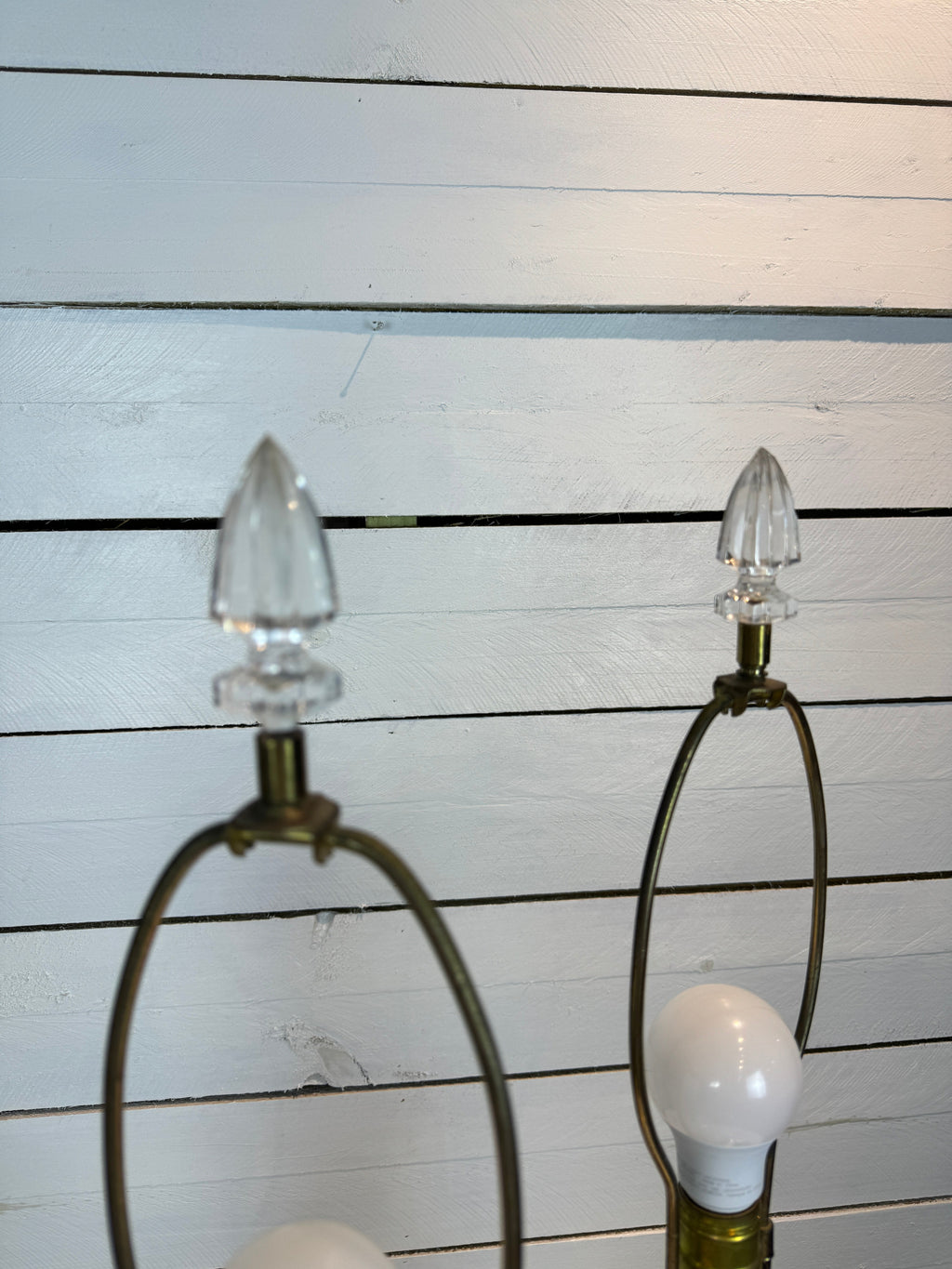 Waterford Crystal & Polished Brass Table Lamp in the Hollywood Regency Style - without shade