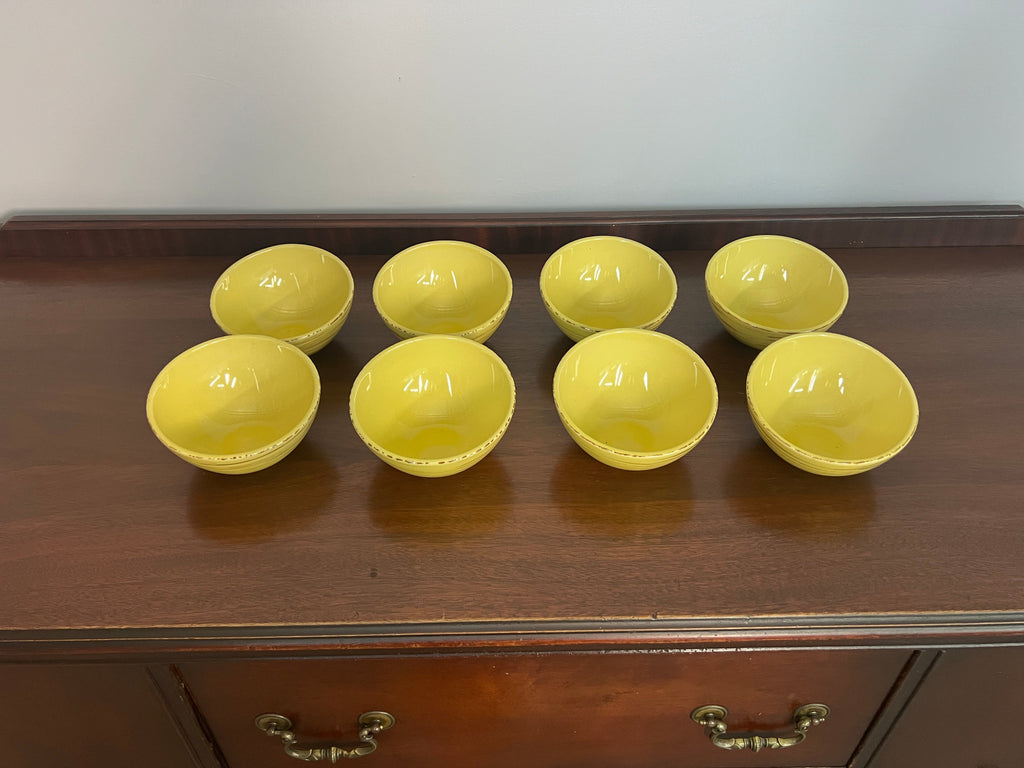 Vintage Studio Nova Samba Yellow Hand Painted Stoneware - Asian Rice Bowls - Fruit & Dessert Bowls - Set of 8
