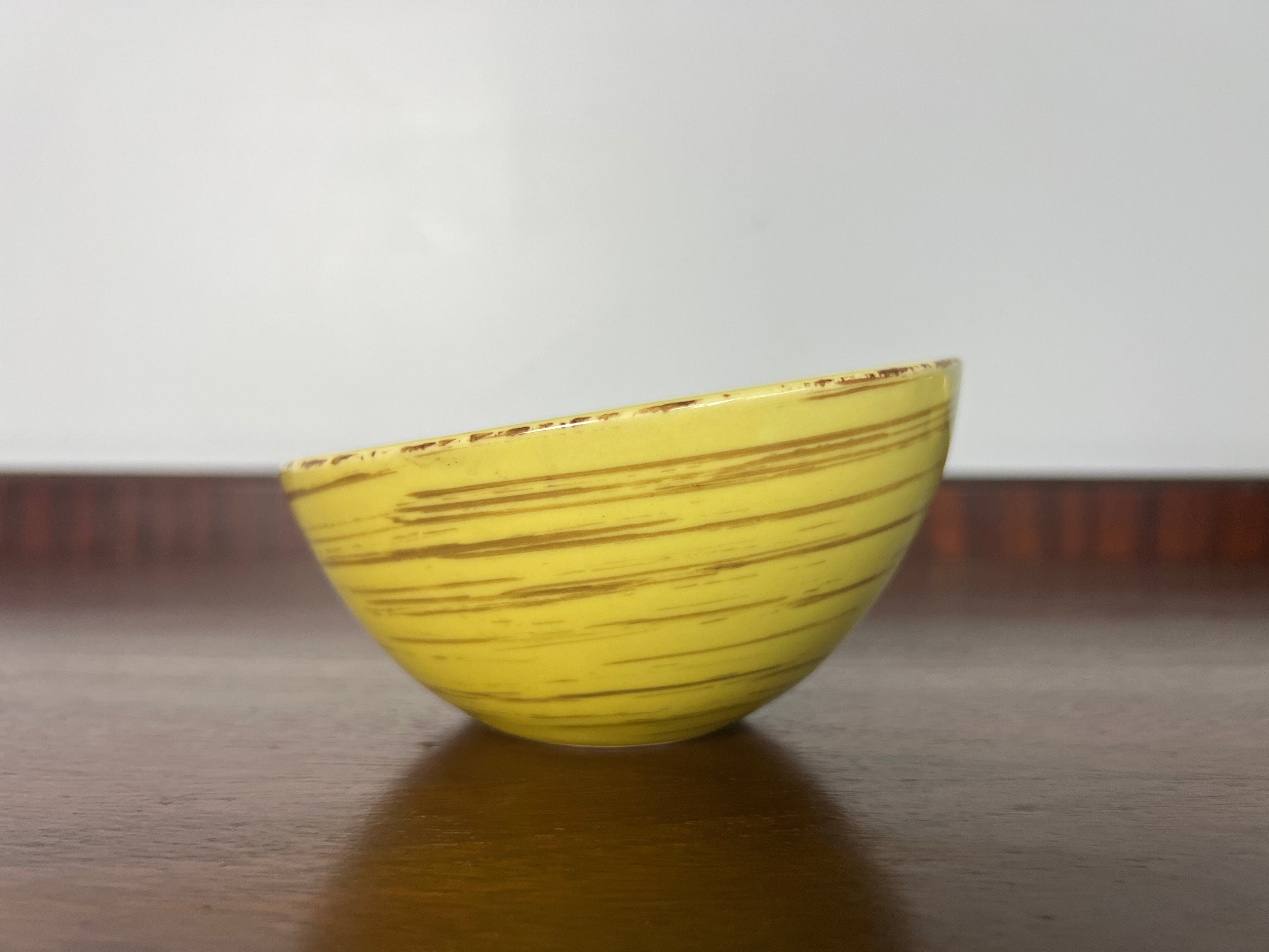 Vintage Studio Nova Samba Yellow Hand Painted Stoneware - Asian Rice Bowls - Fruit & Dessert Bowls - Set of 8