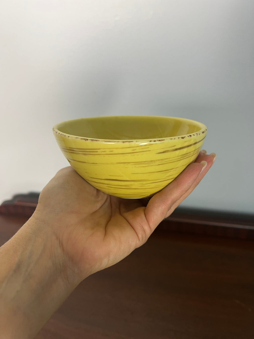 Vintage Studio Nova Samba Yellow Hand Painted Stoneware - Asian Rice Bowls - Fruit & Dessert Bowls - Set of 8