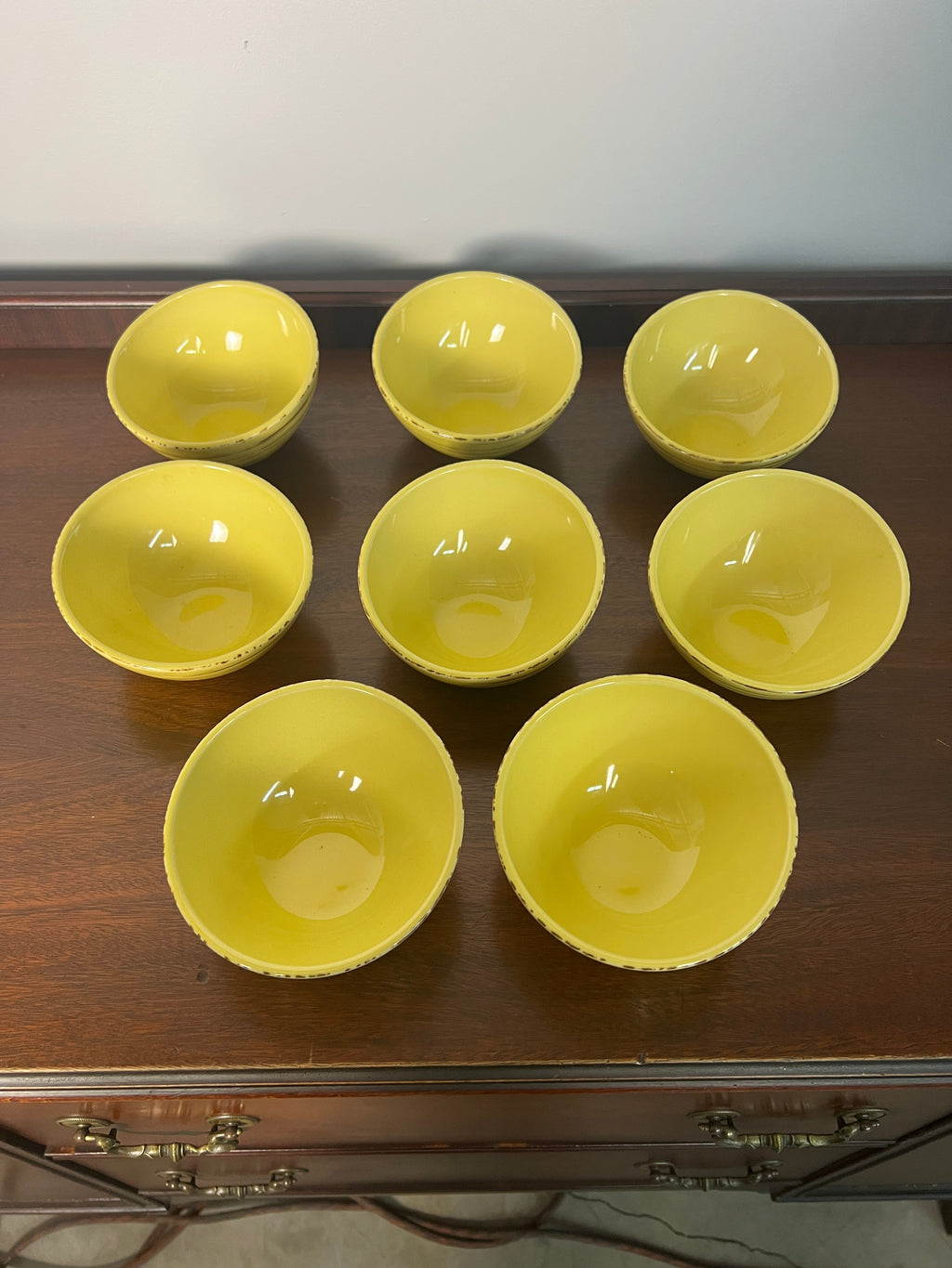 Vintage Studio Nova Samba Yellow Hand Painted Stoneware - Asian Rice Bowls - Fruit & Dessert Bowls - Set of 8