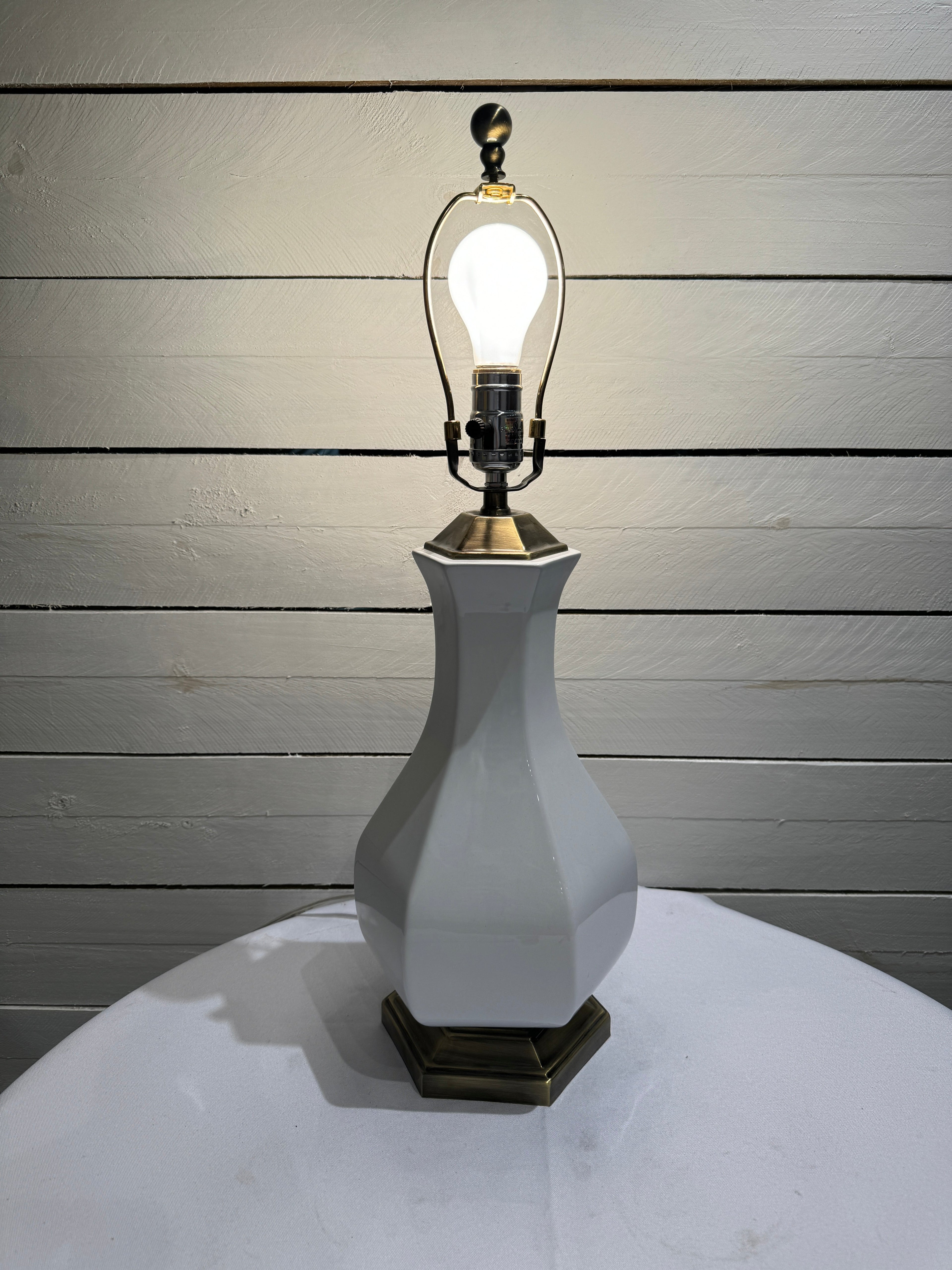 White Ceramic & Brass/Metal Base Table Lamp
