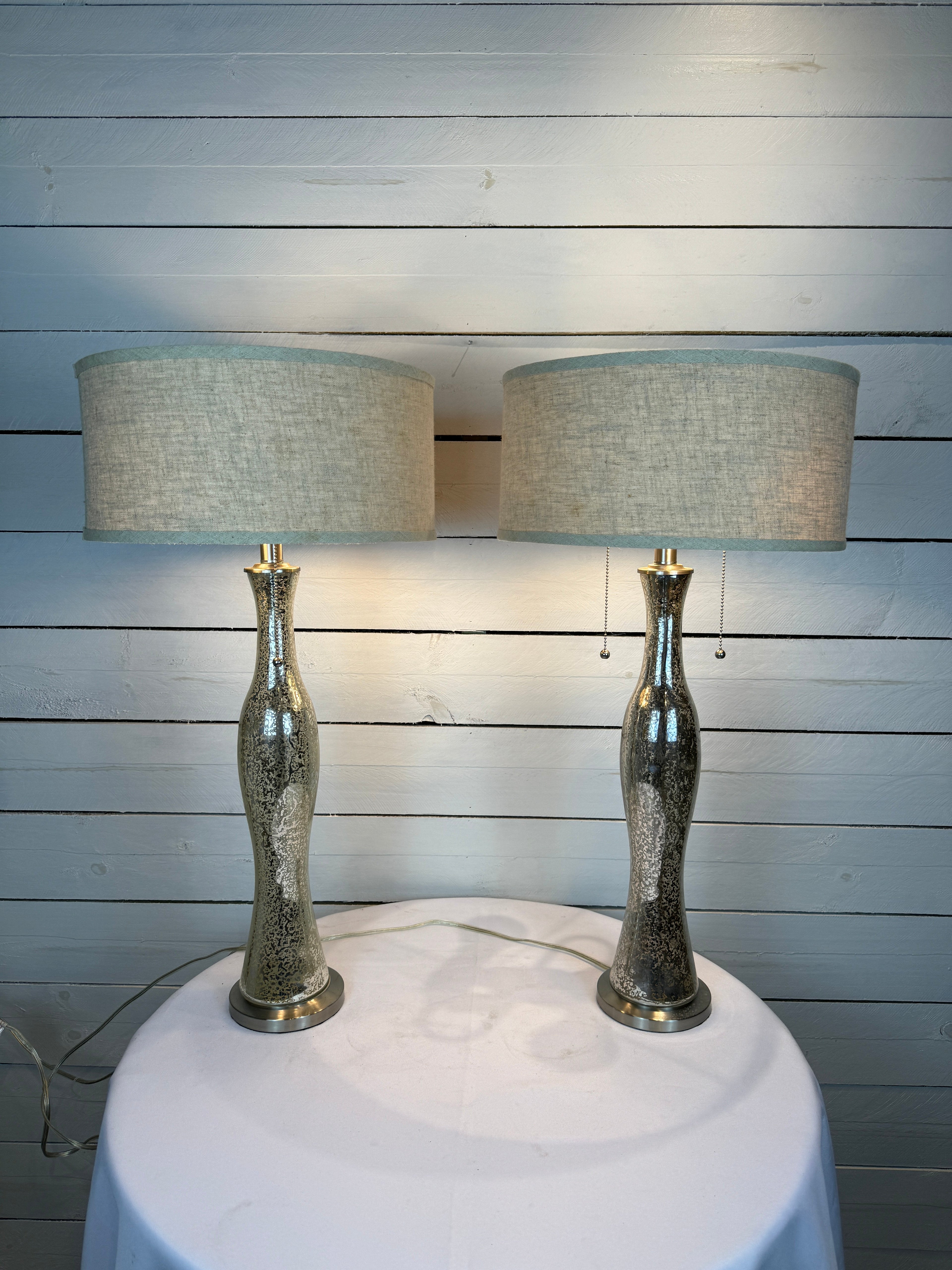 Crackled Glass Desk or Table Lamps Shade Included - Set of Two