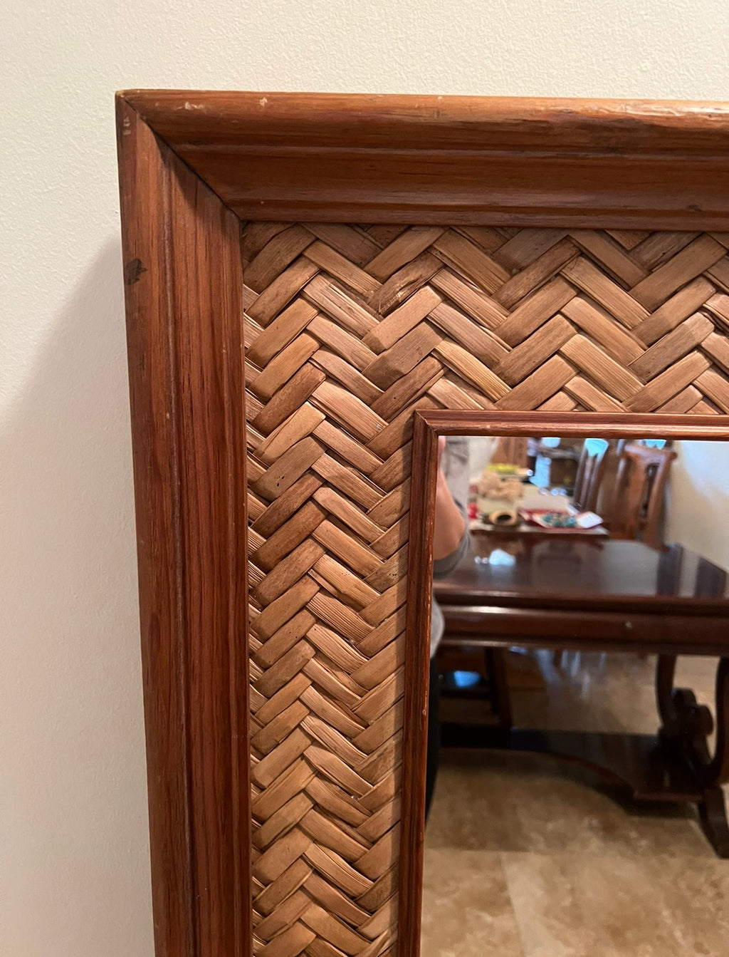 Vintage 1990's Rattan Mirror