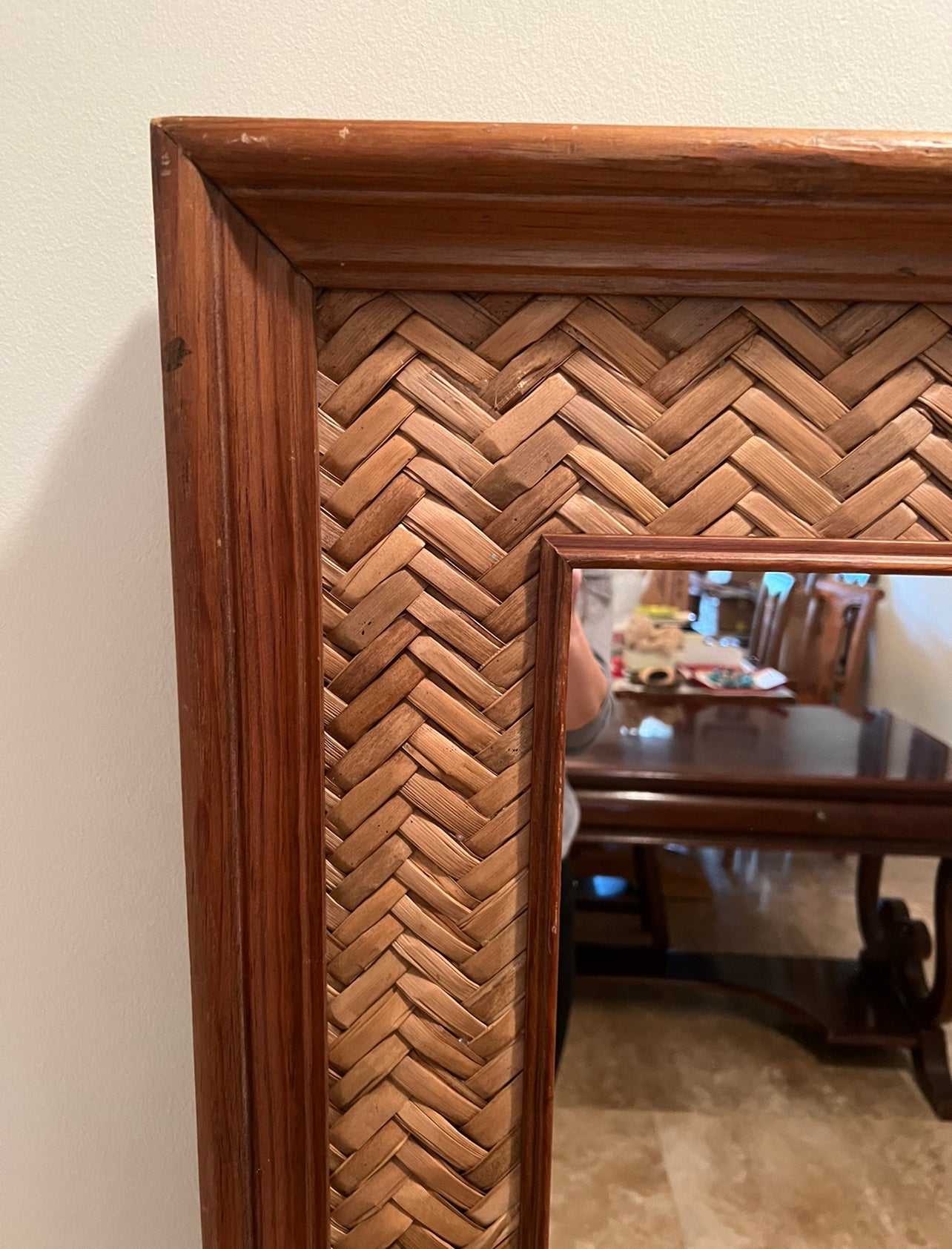 Vintage 1990's Rattan Mirror