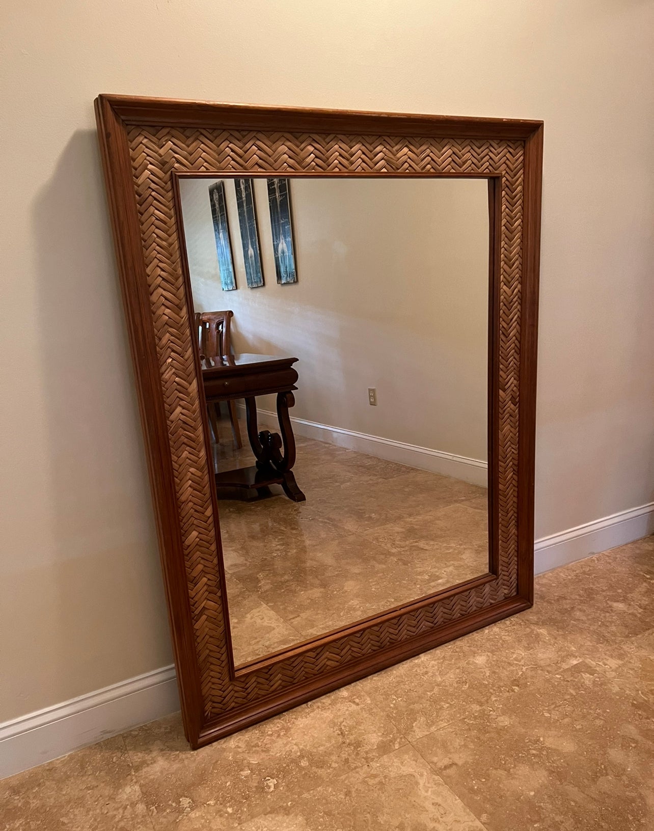 Vintage 1990's Rattan Mirror