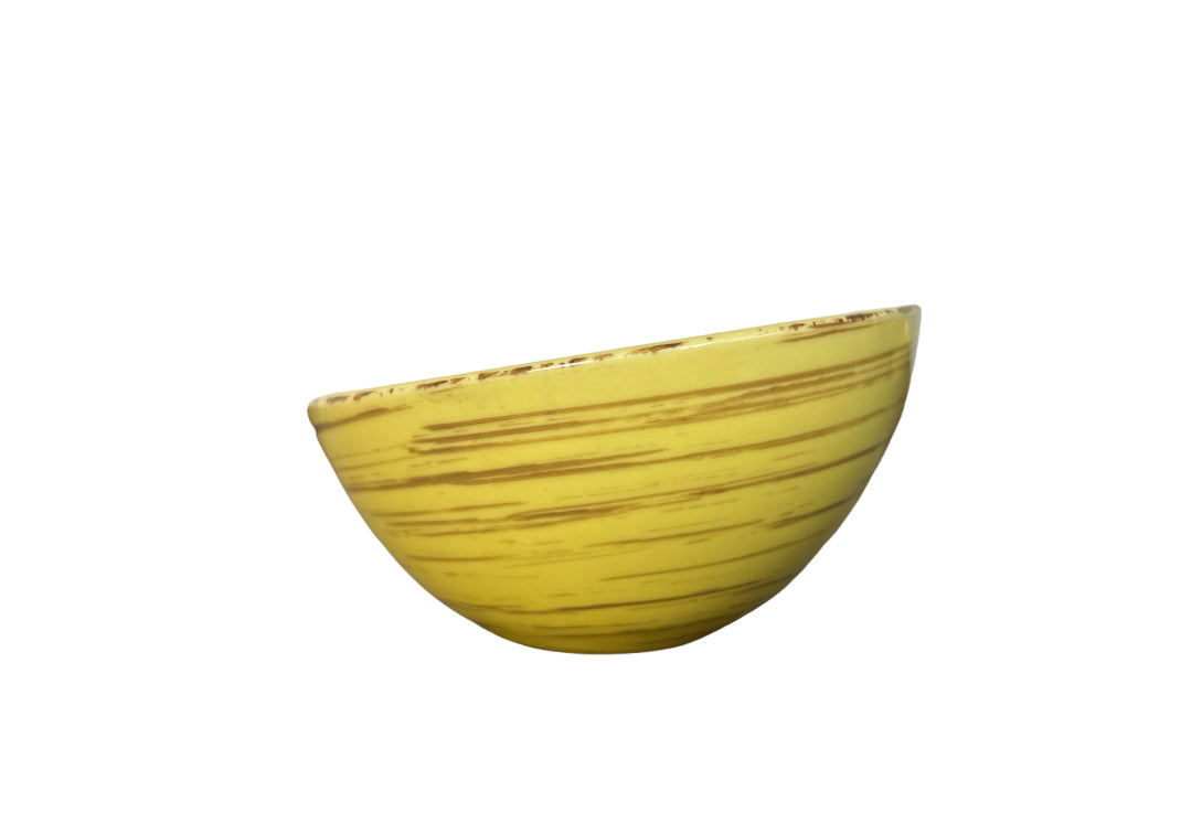Vintage Studio Nova Samba Yellow Hand Painted Stoneware - Asian Rice Bowls - Fruit & Dessert Bowls - Set of 8