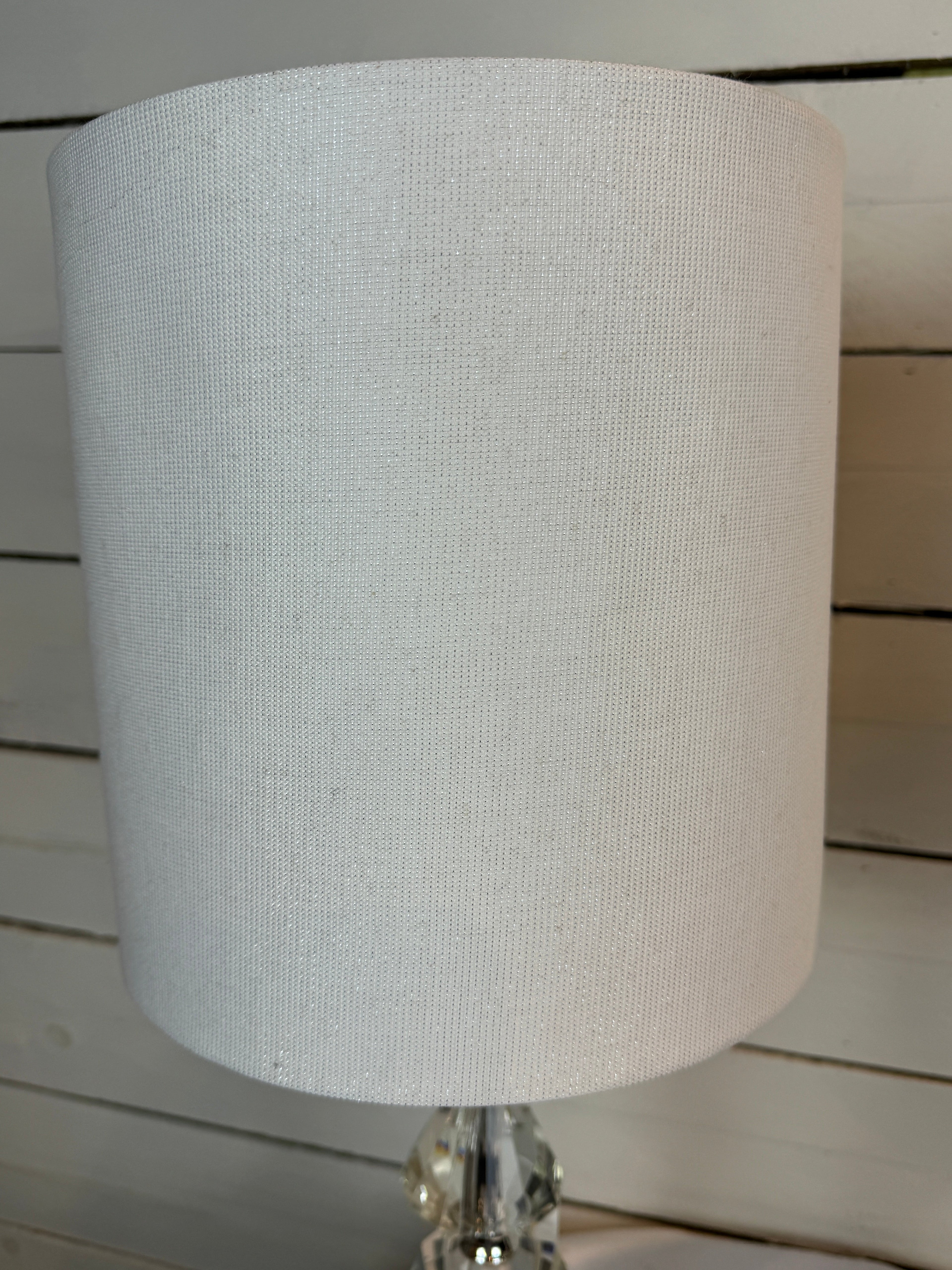 Glass Diamond Shaped Lamps with Shades - Set of Two