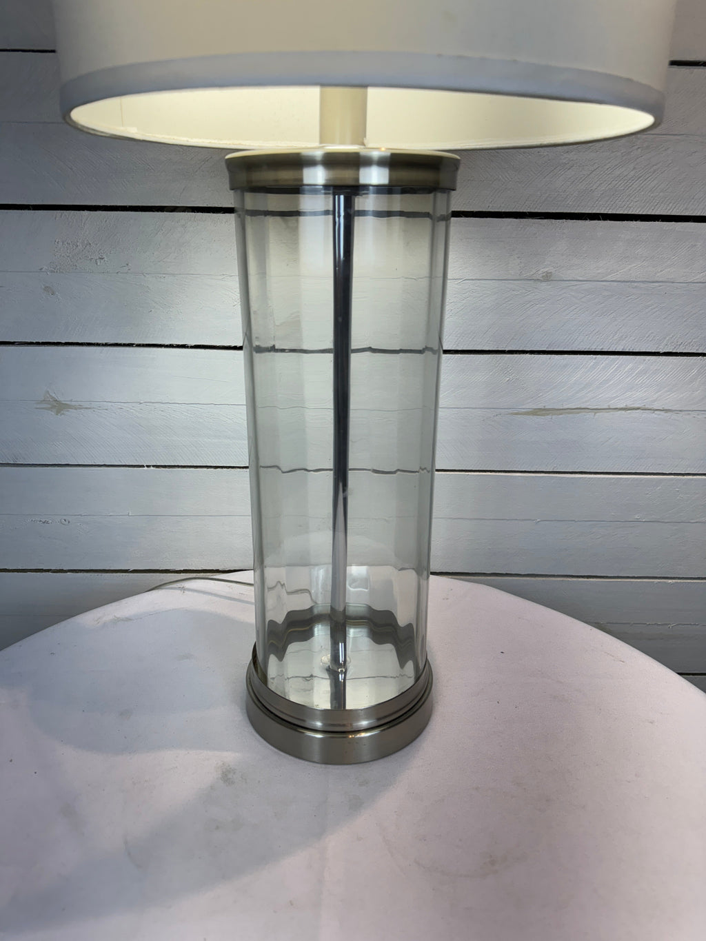 Clear Lamp Base with Drum Shade