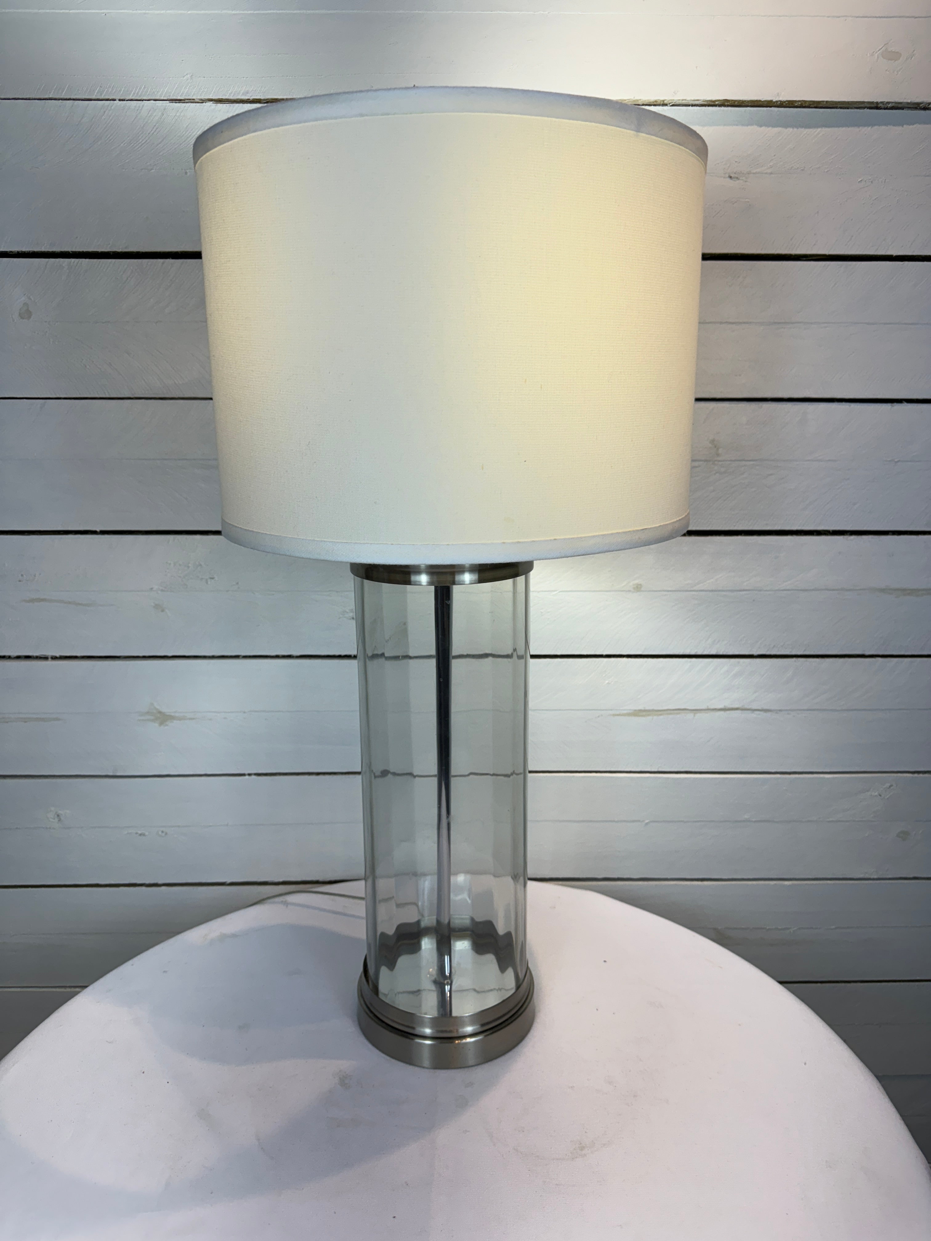 Clear Lamp Base with Drum Shade