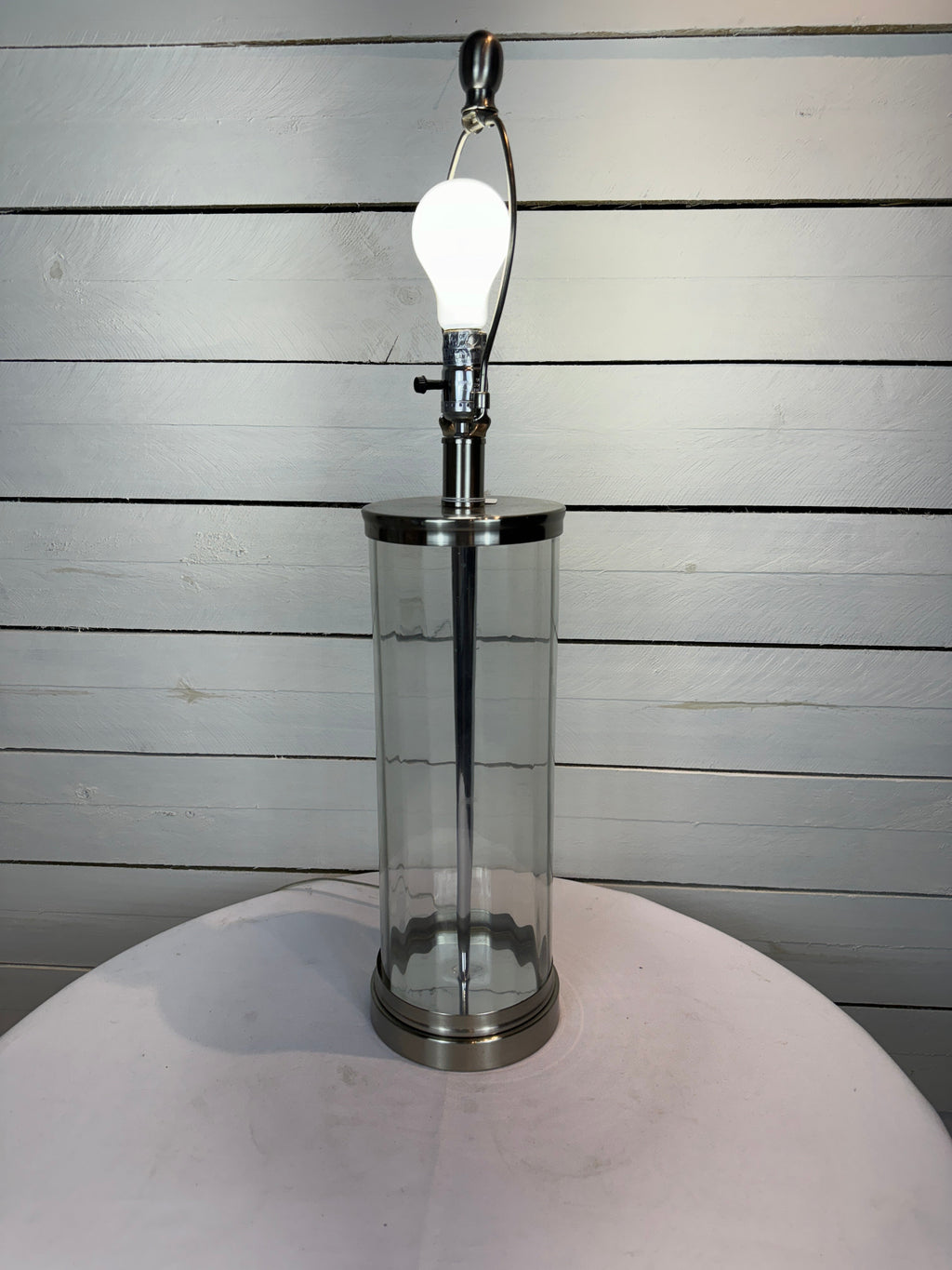 Clear Lamp Base with Drum Shade