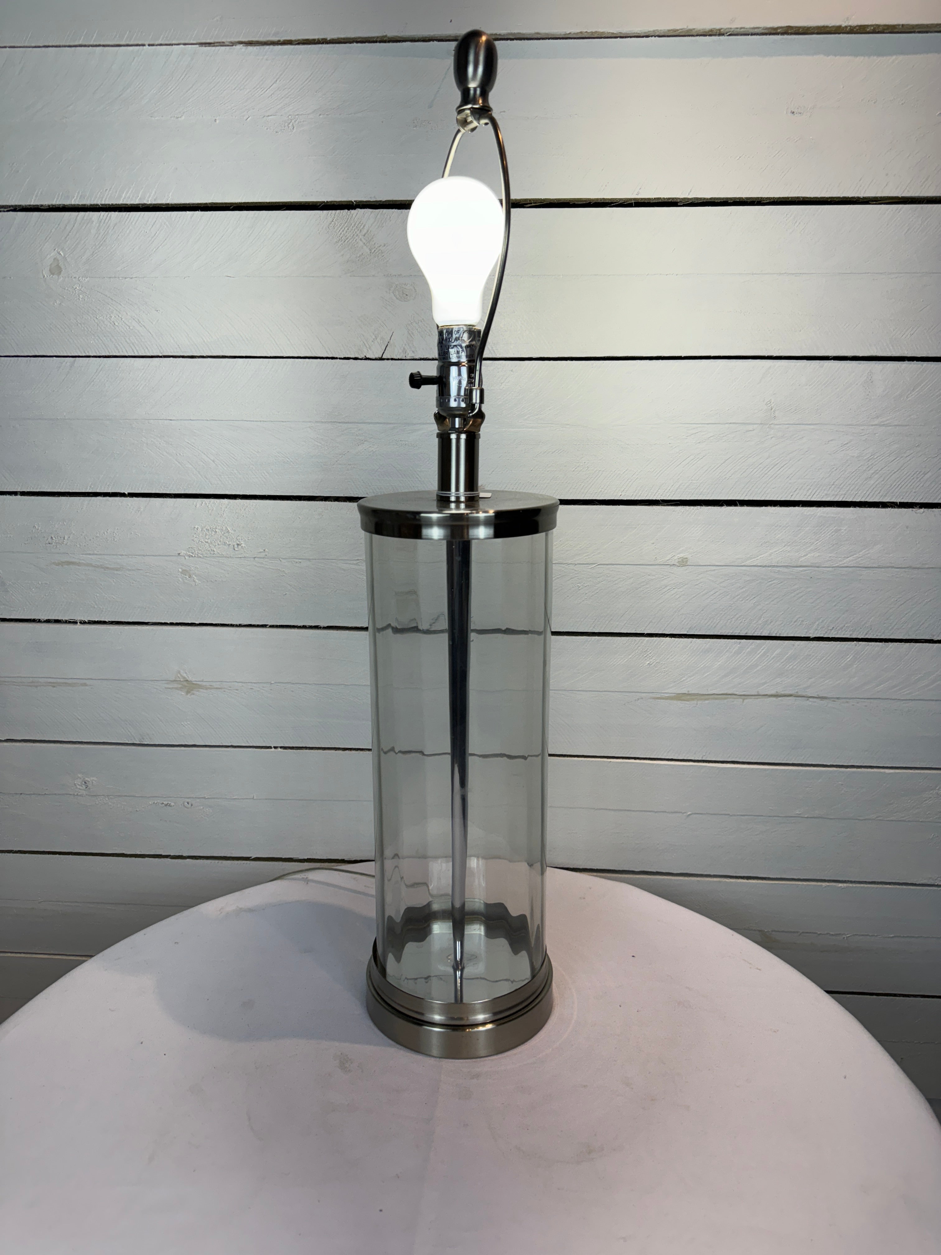 Clear Lamp Base with Drum Shade