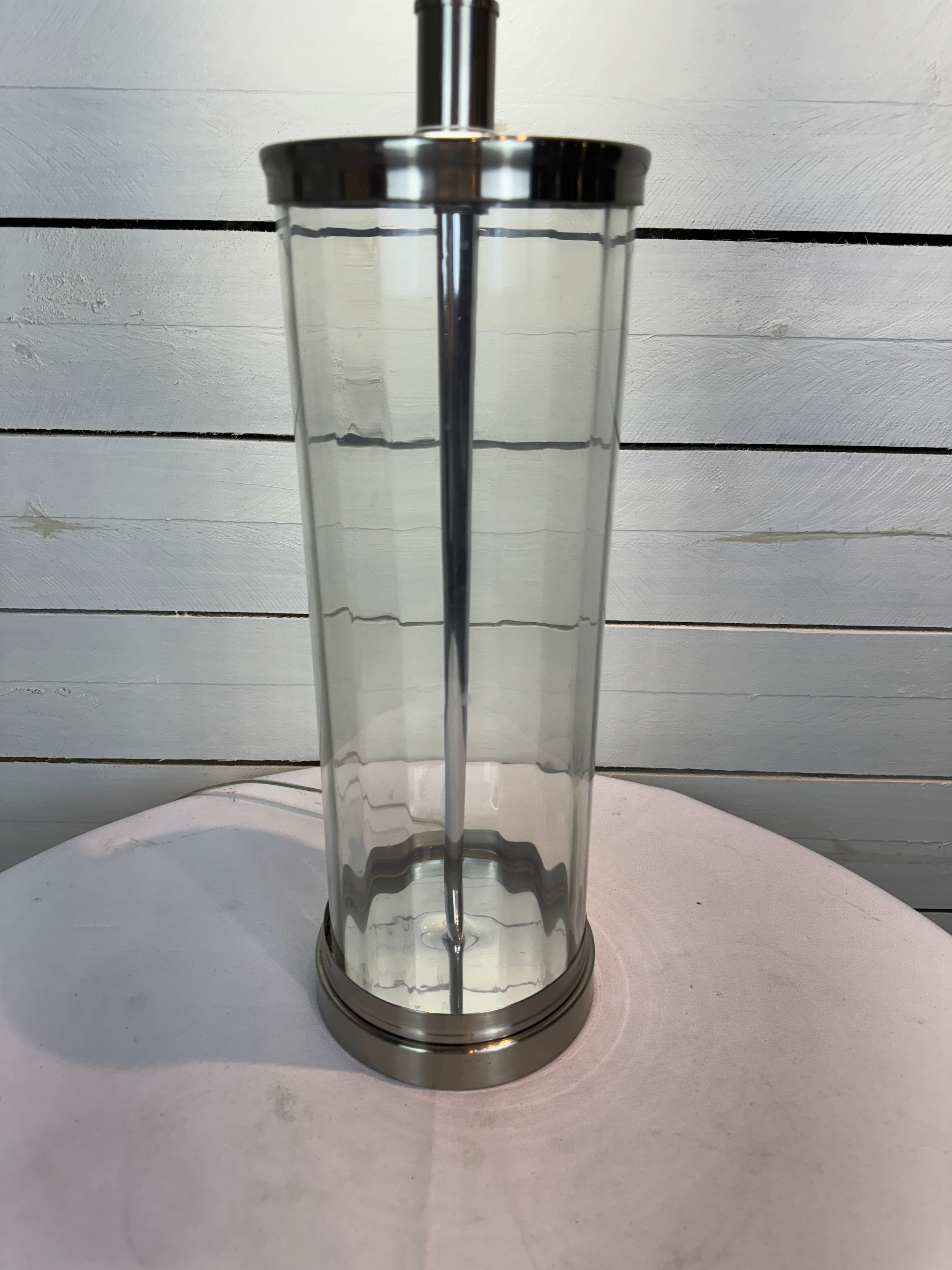Clear Lamp Base with Drum Shade