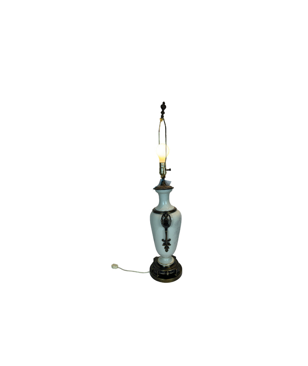Vintage Ceramic & Bronze Lamp with Shade