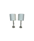 Glass Diamond Shaped Lamps with Shades - Set of Two
