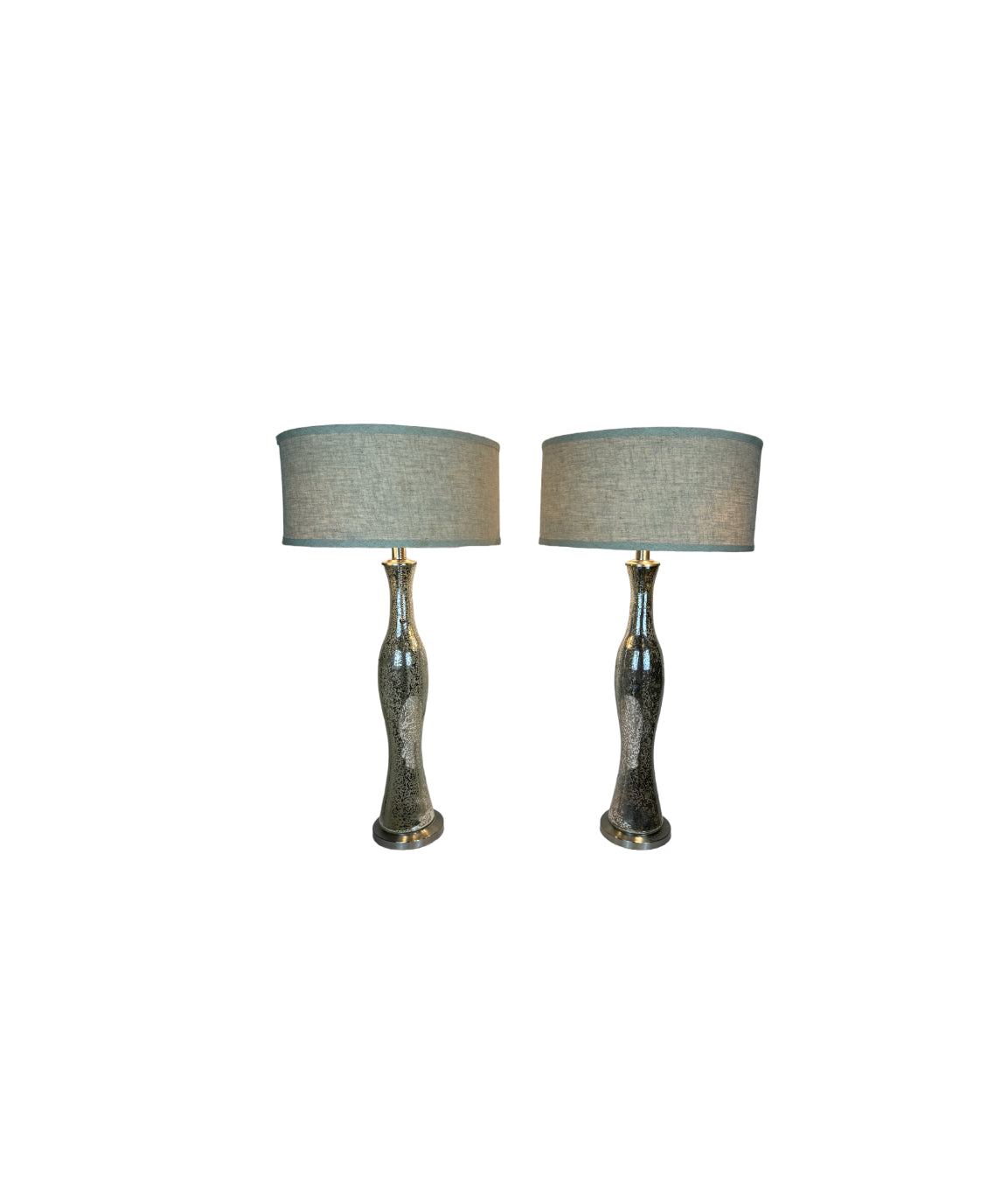 Crackled Glass Desk or Table Lamps Shade Included - Set of Two