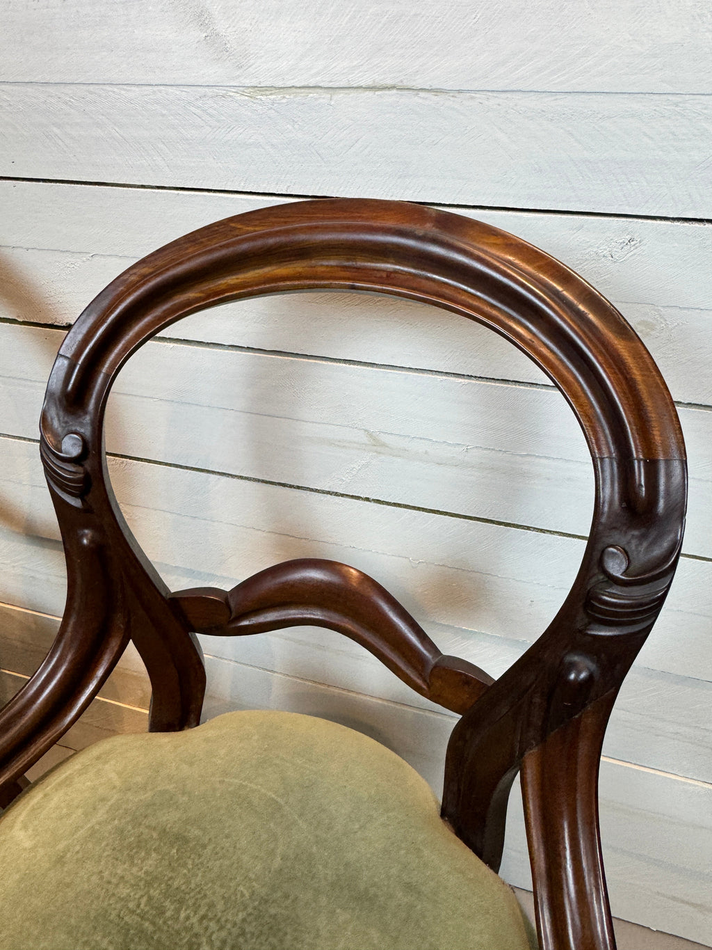 Antique Victorian Balloon Back Boudoir Side Chairs - Set of Two