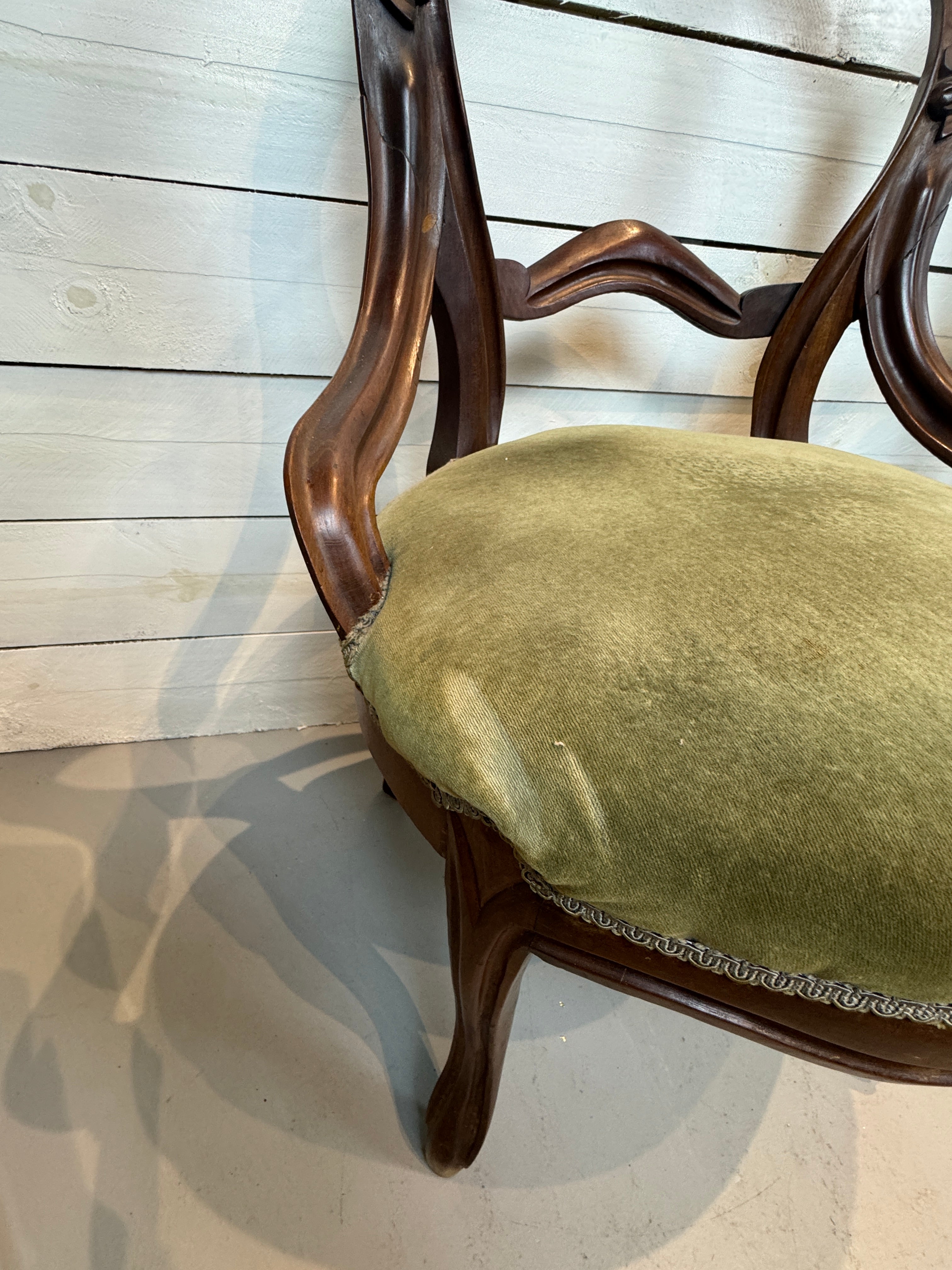 Antique Victorian Balloon Back Boudoir Side Chairs - Set of Two