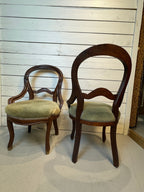 Antique Victorian Balloon Back Boudoir Side Chairs - Set of Two