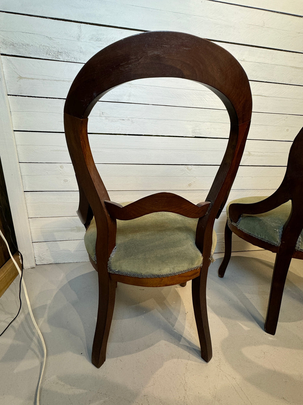 Antique Victorian Balloon Back Boudoir Side Chairs - Set of Two