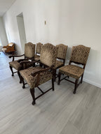 Victorian Carved Mahogany Clawfoot Extension Table with 6 Upholstered Chairs