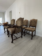 Victorian Carved Mahogany Clawfoot Extension Table with 6 Upholstered Chairs