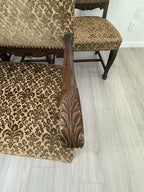 Victorian Carved Mahogany Clawfoot Extension Table with 6 Upholstered Chairs